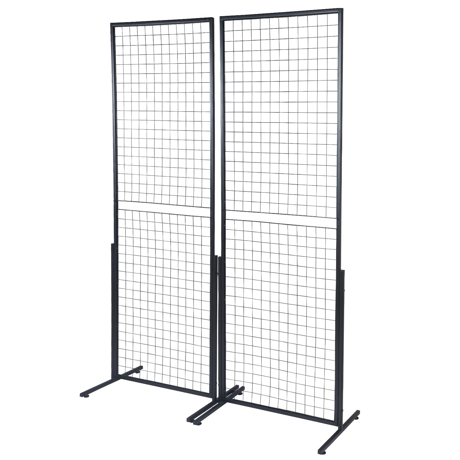 VEVOR 2' x 5.6' Grid Wall Panels Tower, 2 Packs Wire Gridwall Display Racks with T-Base Floorstanding, Double Side Gridwall Panels for Art Craft Shows, Retail Display with Extra Clips and Hooks