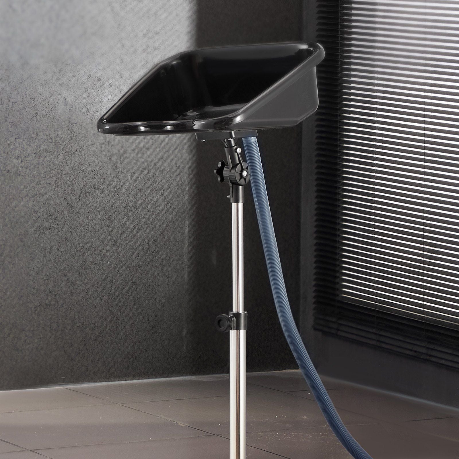 Portable Shampoo Bowl, Shampoo Sink with Adjustable Height & Angle, Salon Hair Wash Sink with Drain Hose and Star-Shaped Support Base for Barbershop Beauty Spa Center Home Use