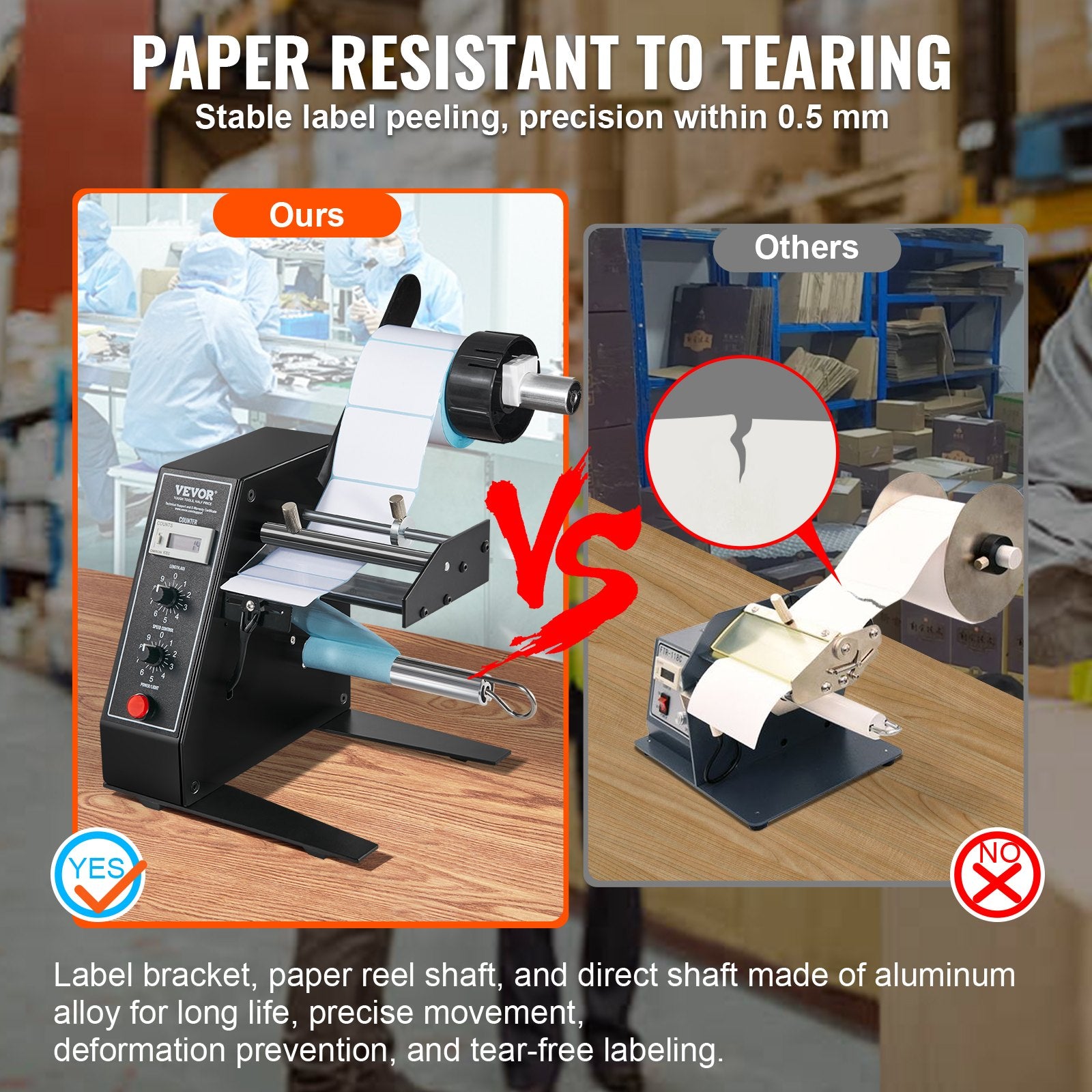 VEVOR Automatic Label Dispenser, Width 15-125 mm, Length 3-150 mm, Automatic Label Stripper Label Separating Machine, Speed Adjustable Label Applicator, Auto Counting 0-999999 for Various Label Sizes