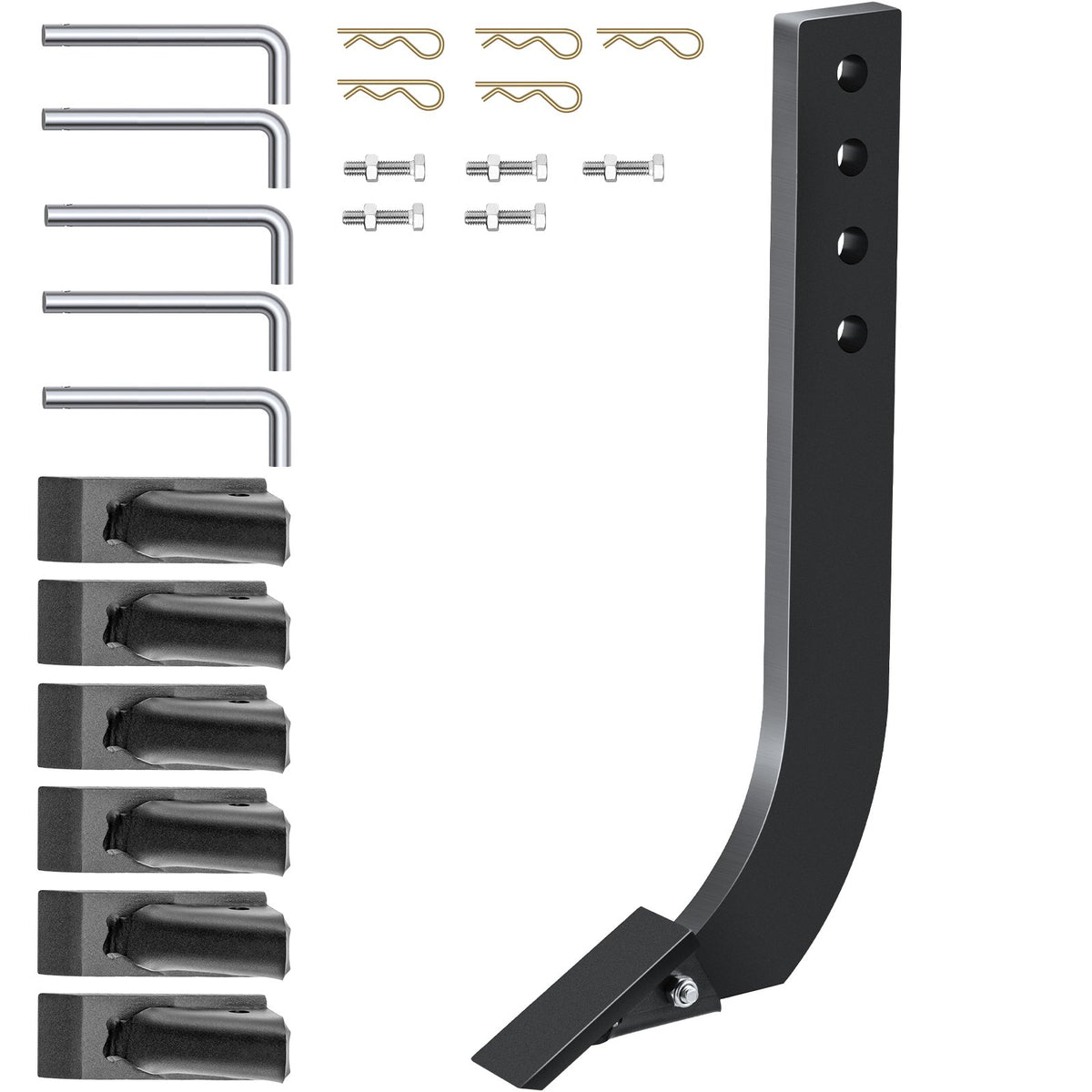 VEVOR Box Blade Shank, 46.4cm Scarifier Shank, 4 Holes Box Scraper Shank, Ripper Shank with Removable Tapered Teeth and Pins, Adjustable Shanks Assembly for Replacement, Digging, Plowing, 5PCS