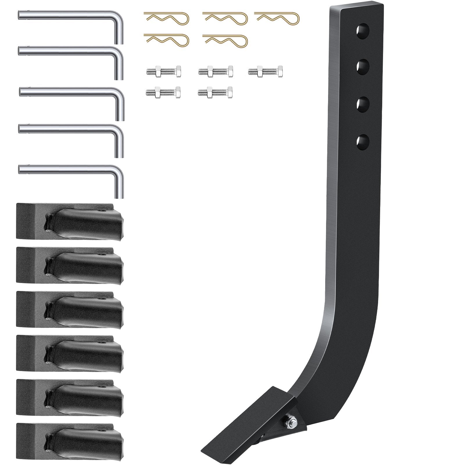 VEVOR Box Blade Shank, 46.4cm Scarifier Shank, 4 Holes Box Scraper Shank, Ripper Shank with Removable Tapered Teeth and Pins, Adjustable Shanks Assembly for Replacement, Digging, Plowing, 5PCS