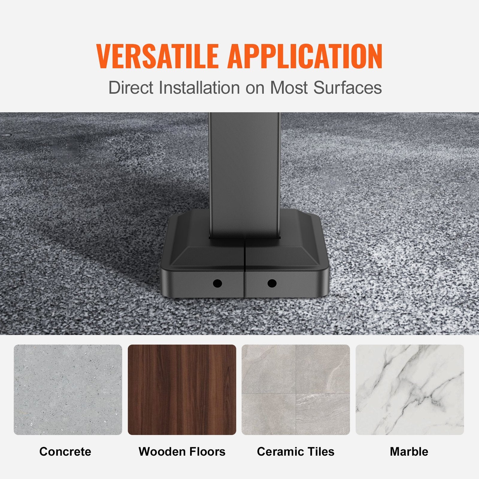 VEVOR Handrails for Outdoor Steps, Fit 1-3 Steps Outdoor Stair Railing, Wrought Iron Handrail, Adjustable Front Porch Hand Rail, Black Transitional Hand railings for Concrete Steps or Wooden Stairs