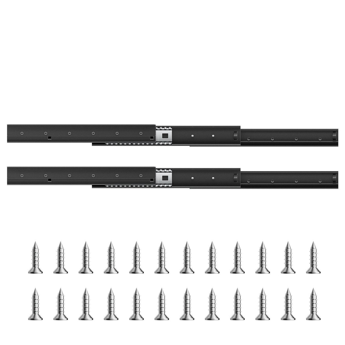 Undermount Drawer Slides, 16 inch, Full Extension Ball Bearing Under Stair Cabinet Rails, 260 LB Load Capacity Heavy Duty Bottom Stair Cabinet Glides Track Runners,for DIY Replacement, Black