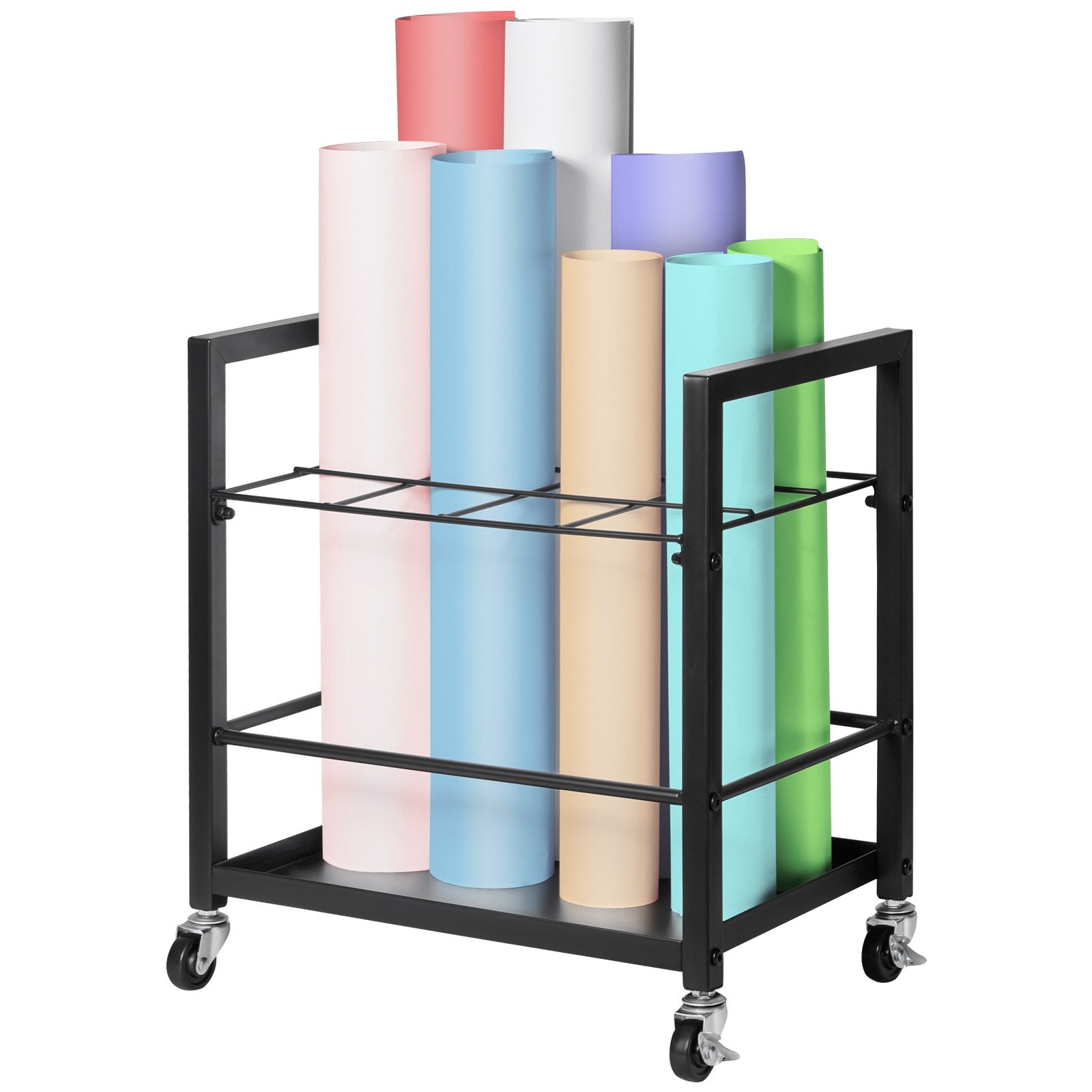 VEVOR Blueprint Storage Rack, 12 Slots Blueprint Holder with Wheels, Mobile Metal Blueprint Storage Cart for Map Poster Architectural Construction Plan, Roll File Organizer for Home, Office, School