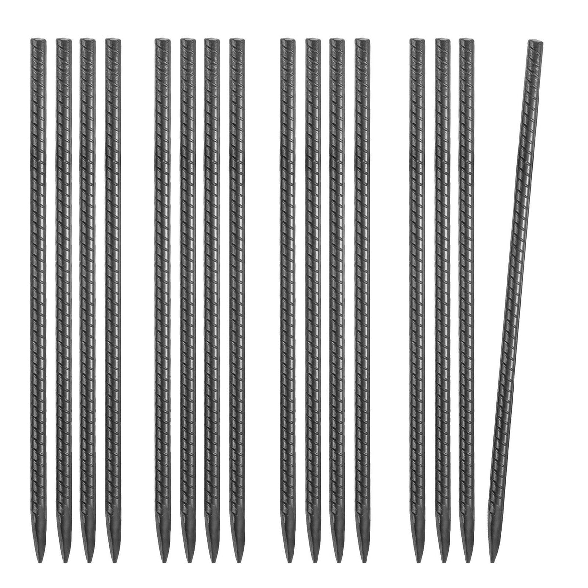 Rebar Stakes, 406.4 mm, Heavy-Duty 11.5 mm Diameter, Straight Galvanized Steel Ground Anchors with Chisel Point End &amp; Rust-Resistant Coating, for Gardening Support, Fence, Camping Tents (16-Pack)