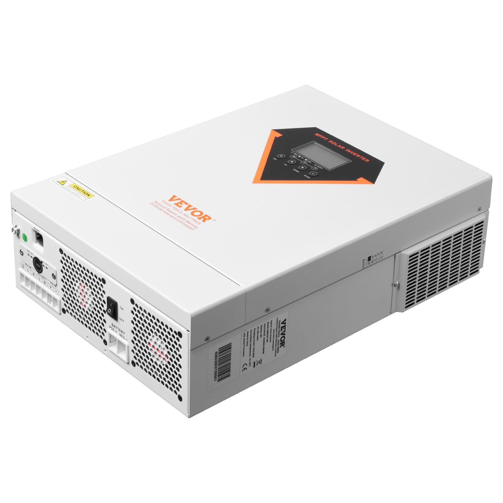 VEVOR Hybrid Solar Inverter, 6000W, All in One Pure Sine Wave Power Inverter Charger, 220V AC, with Built-in 120A MPPT Solar Charger Controller, for Off-Grid System Lead Acid Lithium Battery