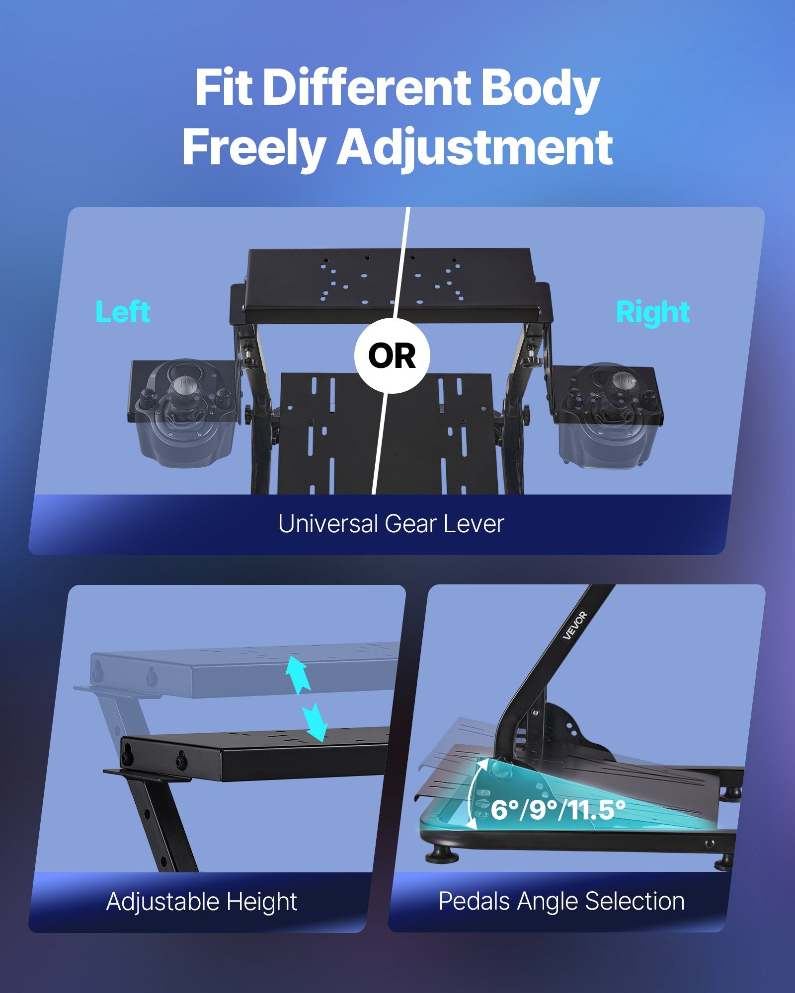 VEVOR Racing Wheel Stand, Adjustable & Foldable Simulator Stand for Logitech G29 G27 G920 G923, Thrustmaster T300RS T300GT T248 TS-PC TSXW Gaming Cockpit,Pedals Simulator NOT Included