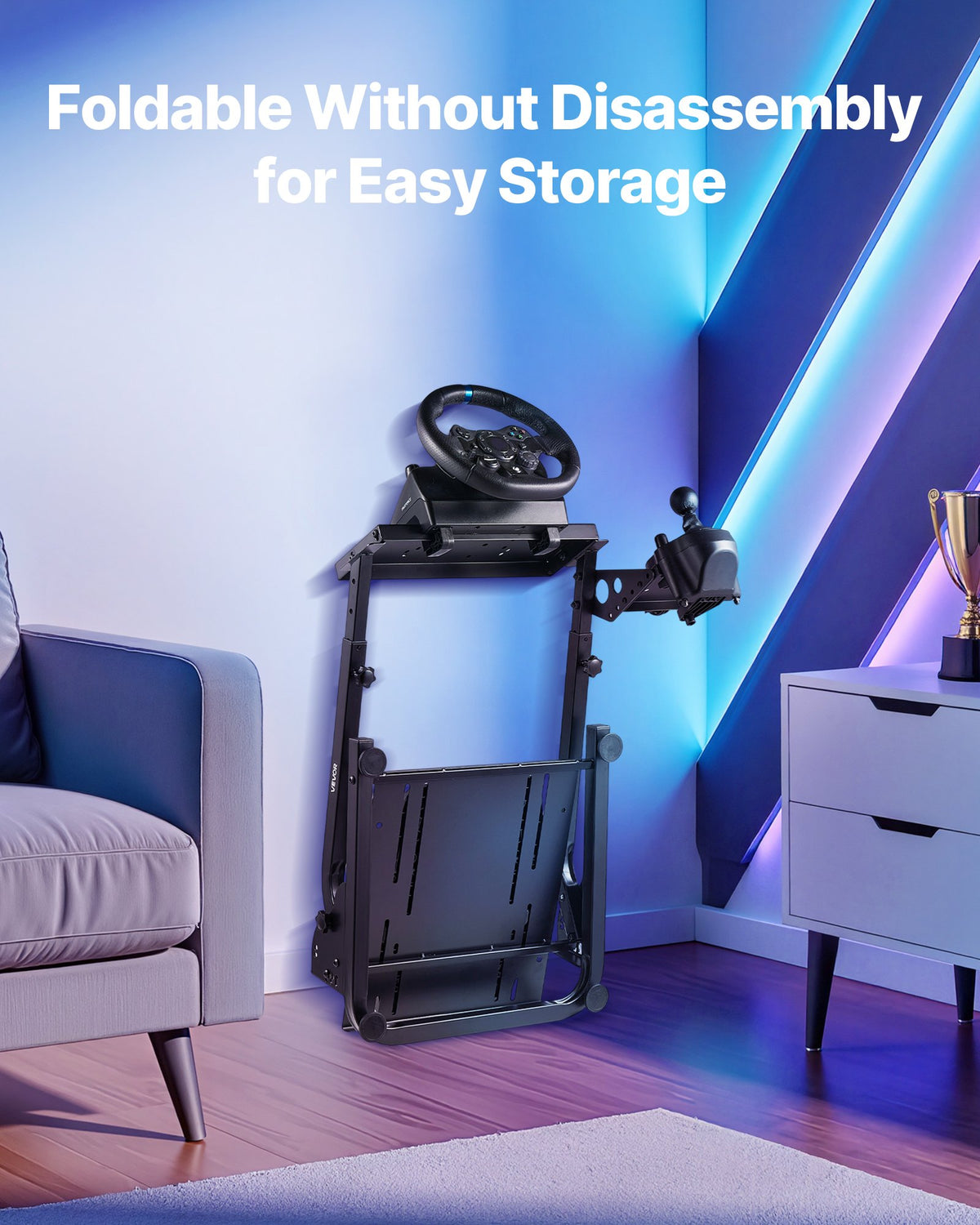 VEVOR Racing Wheel Stand, Adjustable & Foldable Simulator Stand for Logitech G29 G27 G920 G923, Thrustmaster T300RS T300GT T248 TS-PC TSXW Gaming Cockpit,Pedals Simulator NOT Included