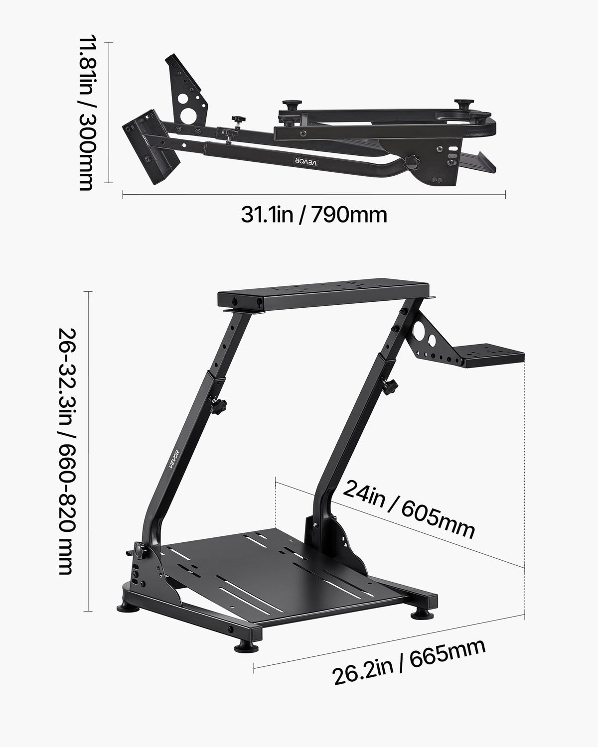 VEVOR Racing Wheel Stand, Adjustable & Foldable Simulator Stand for Logitech G29 G27 G920 G923, Thrustmaster T300RS T300GT T248 TS-PC TSXW Gaming Cockpit,Pedals Simulator NOT Included