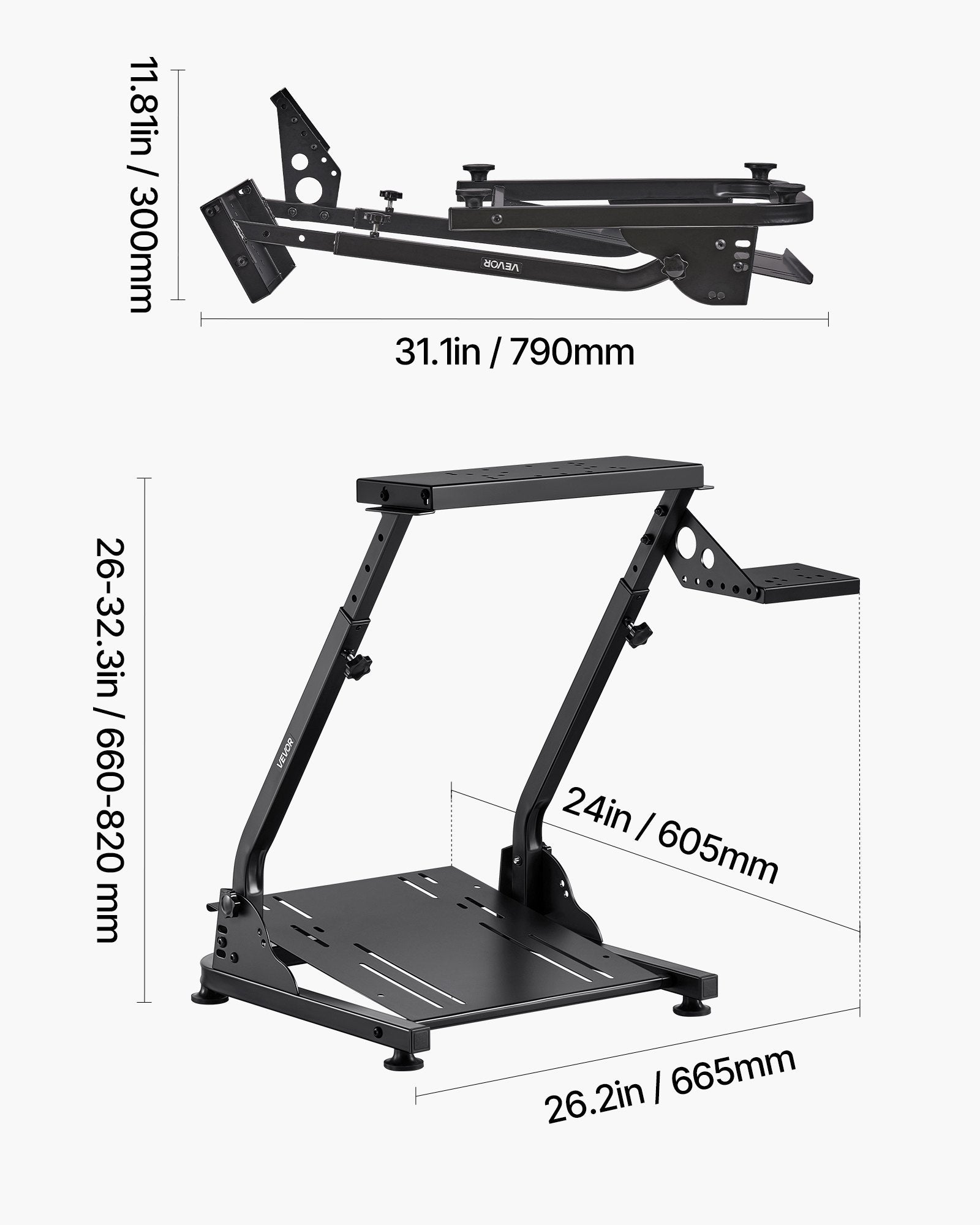 VEVOR Racing Wheel Stand, Adjustable & Foldable Simulator Stand for Logitech G29 G27 G920 G923, Thrustmaster T300RS T300GT T248 TS-PC TSXW Gaming Cockpit,Pedals Simulator NOT Included