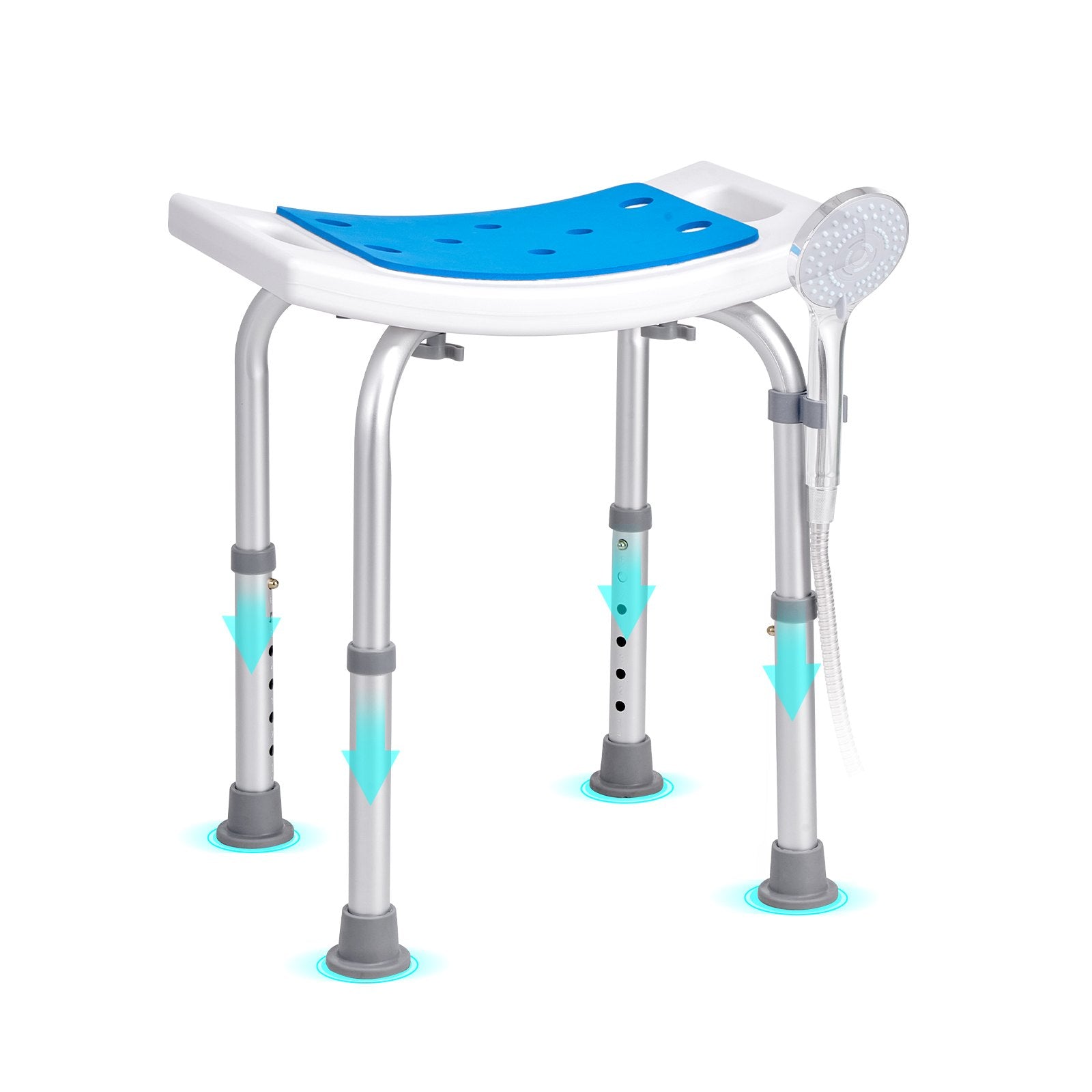 VEVOR Shower Chair, Adjustable Height Shower Stool, Shower Seat for Inside Shower or Tub, Non-Slip Bench Bathtub Stool Seat for Elderly Disabled Handicap, 158.8 kg Capacity