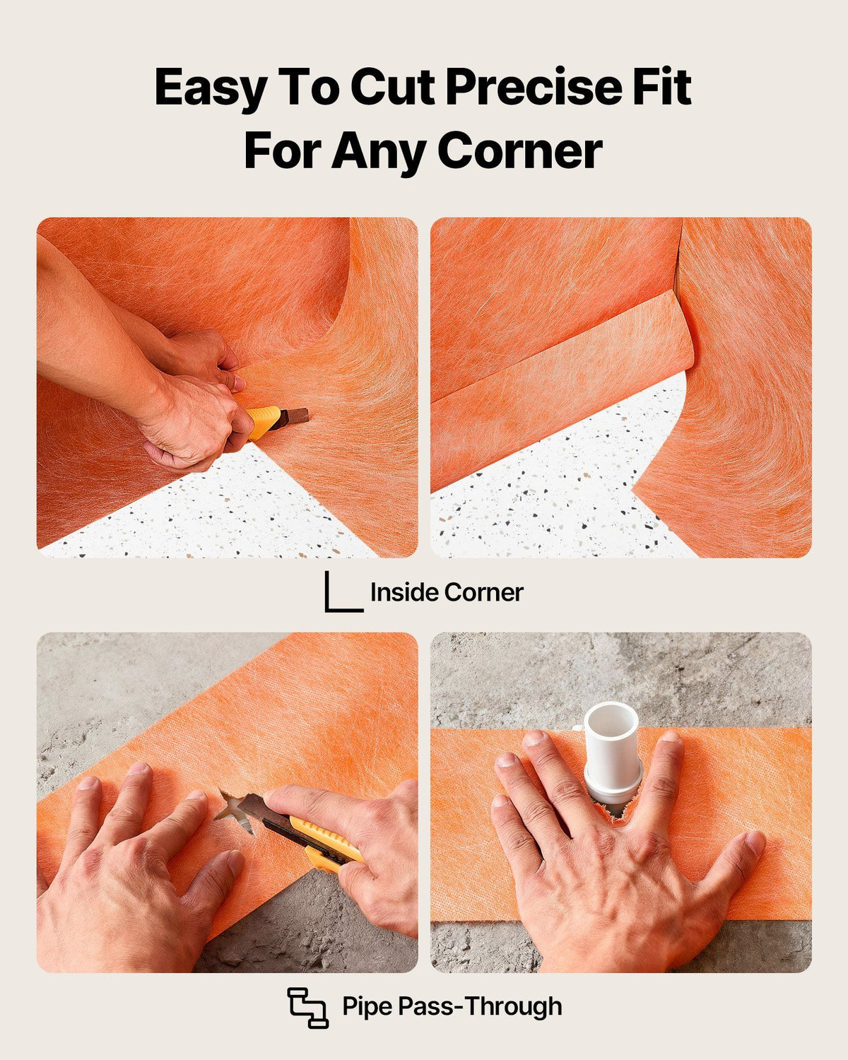 Waterproof Membrane for Shower, 0.13 x 30 m 3.84 m² Waterproofing Tile Membrane, 0.5mm Thick Polyethylene Fabric Roll, Easy to Cut for Bathroom, Kitchen, Sauna, Corners, Niches, Tile Joints