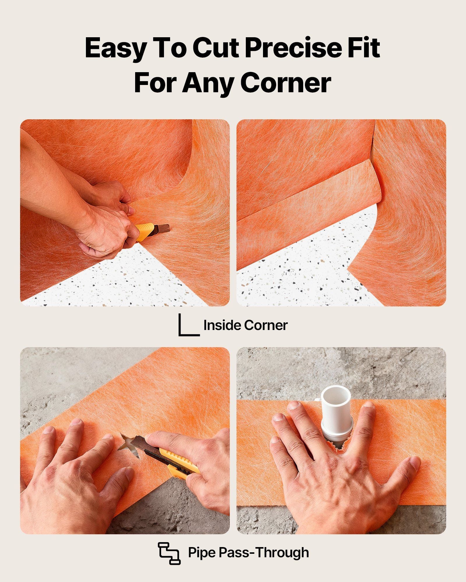 Waterproof Membrane for Shower, 0.13 x 30 m 3.84 m² Waterproofing Tile Membrane, 0.5mm Thick Polyethylene Fabric Roll, Easy to Cut for Bathroom, Kitchen, Sauna, Corners, Niches, Tile Joints
