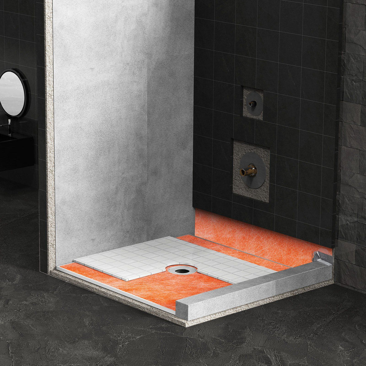 Waterproof Membrane for Shower, 1.2 x 40 m 46.45 m² Waterproofing Tile Membrane, 0.5mm Thickness Polyethylene Fabric Roll, Easy to Cut for Bathroom, Kitchen, Sauna, Walls, Underlayment