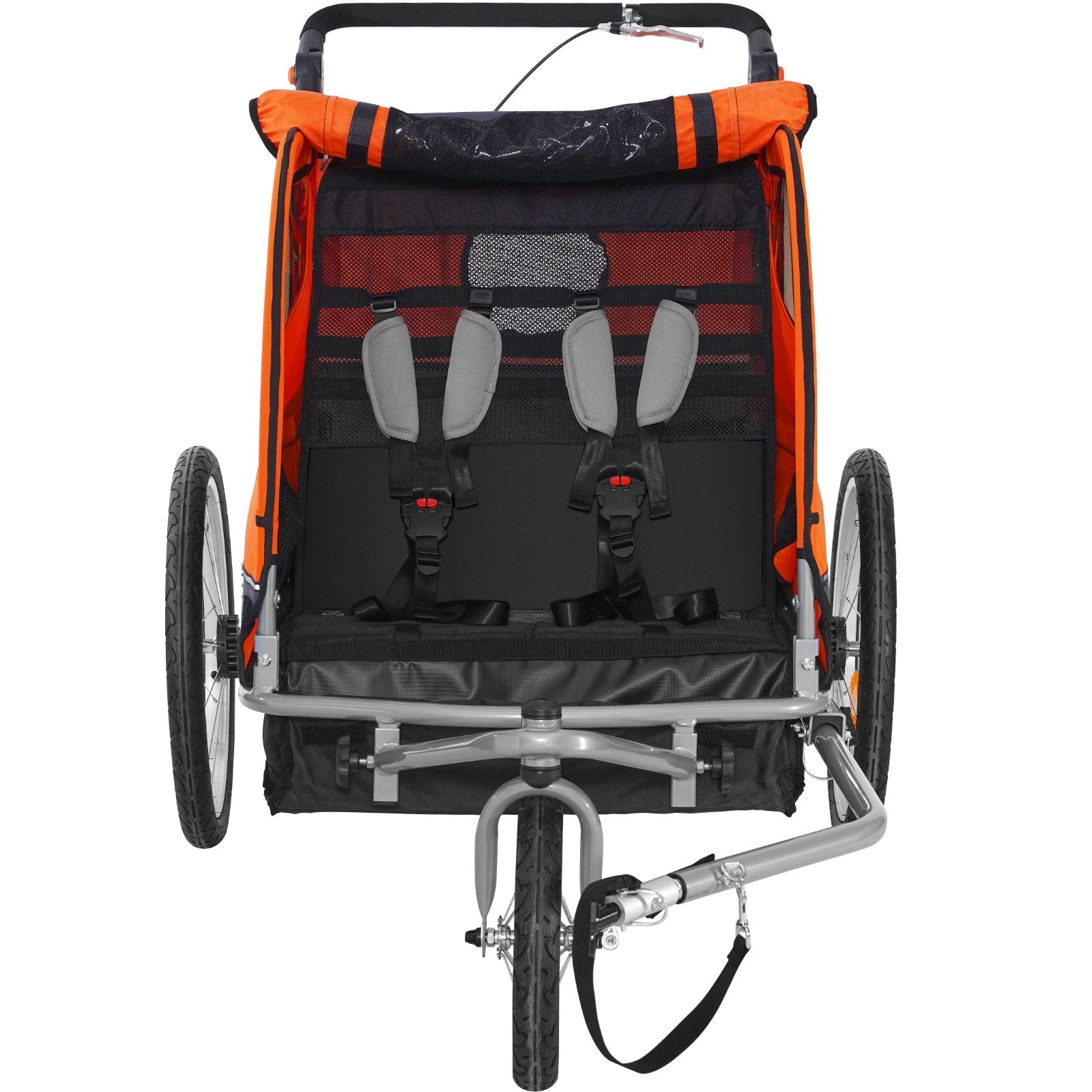 VEVOR Bike Trailer for Toddlers, Kids, Double Seat, 45 kg Load, 2-In-1 Canopy Carrier Converts to Stroller, Tow Behind Foldable Child Bicycle Trailer with Universal Bicycle Coupler, Orange and Gray