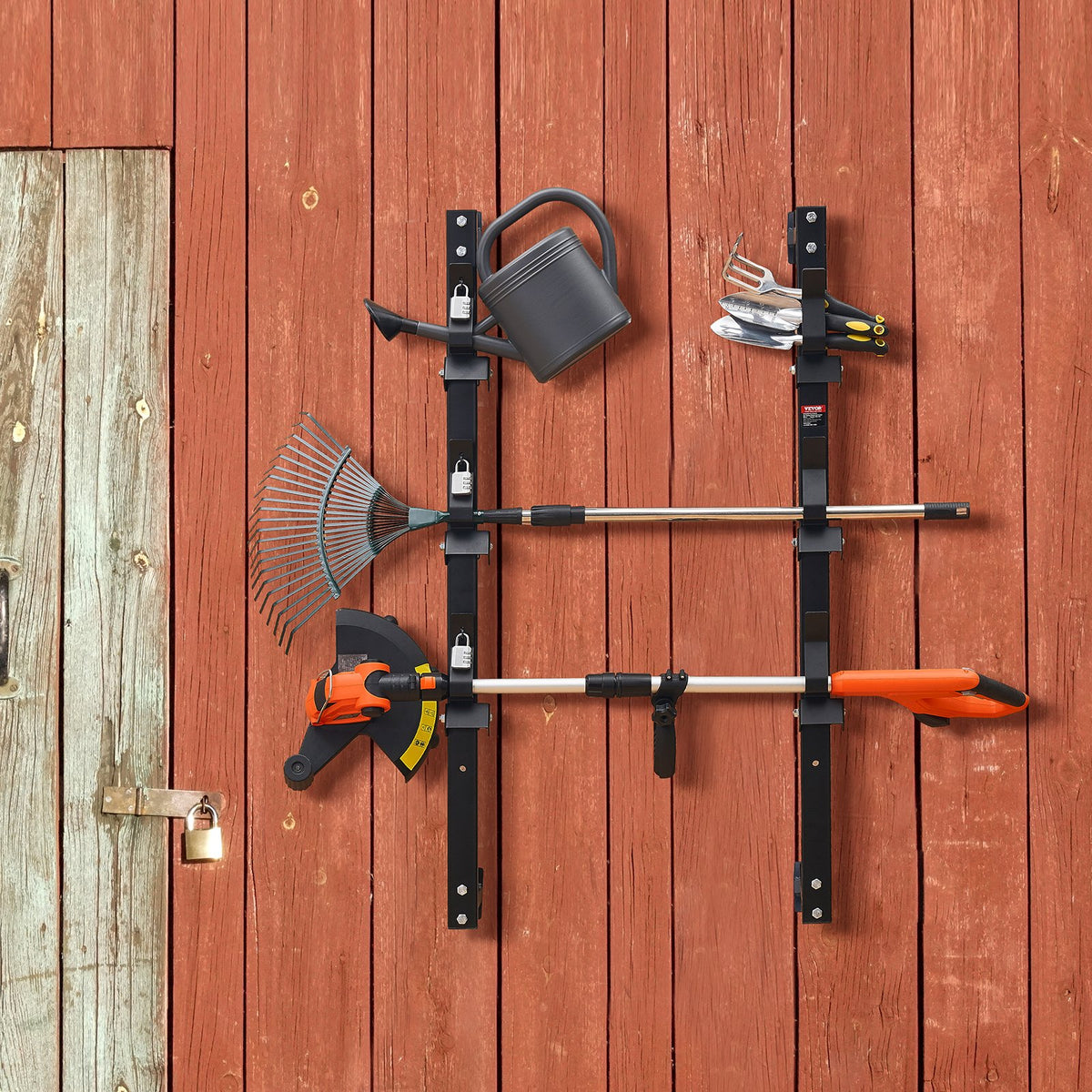 VEVOR 3-Place Weeder Trimmer Rack Holder for Open Landscape Trailer Lockable