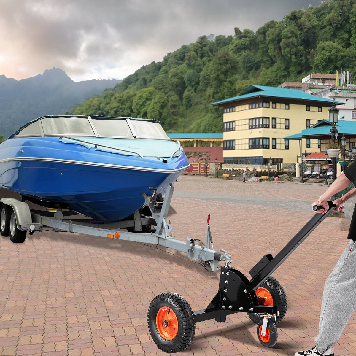 VEVOR Trailer Dolly, 1500lbs Tongue Weight Capacity, 2 in 1 Trailer Mover with 2 in Ball, 16 in Pneumatic Tires and Universal Wheel, Portable Tow Dolly for Moving Car RV Trailer