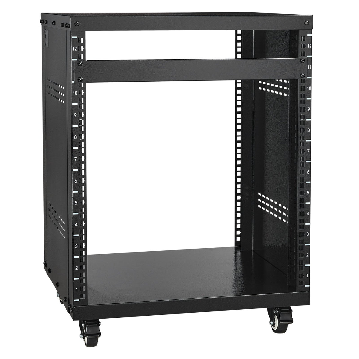 VEVOR 12U AV Rack Stand, 136.08kg Capacity, Network Stereo Recording Studio Rack with Lockable Caster Wheels Round &amp; Square Holes, Special Vent for 482.6 mm Audio Video Musical &amp; IT Equipment Mounting
