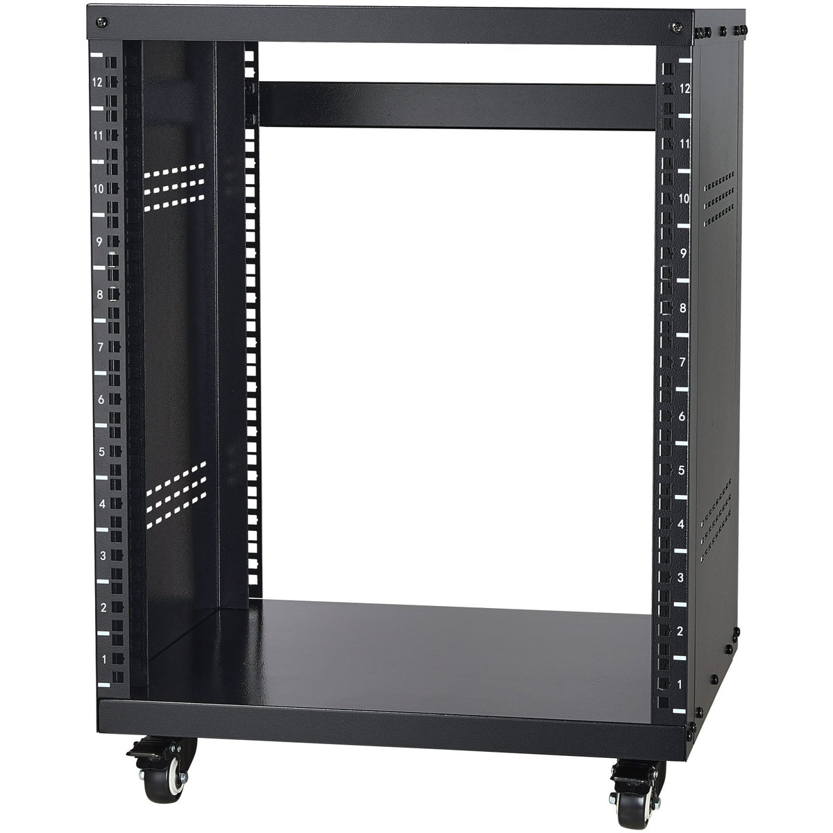 VEVOR 12U AV Rack Stand, 136.08kg Capacity, Network Stereo Recording Studio Rack with Lockable Caster Wheels Round & Square Holes, Special Vent for 482.6 mm Audio Video Musical & IT Equipment Mounting
