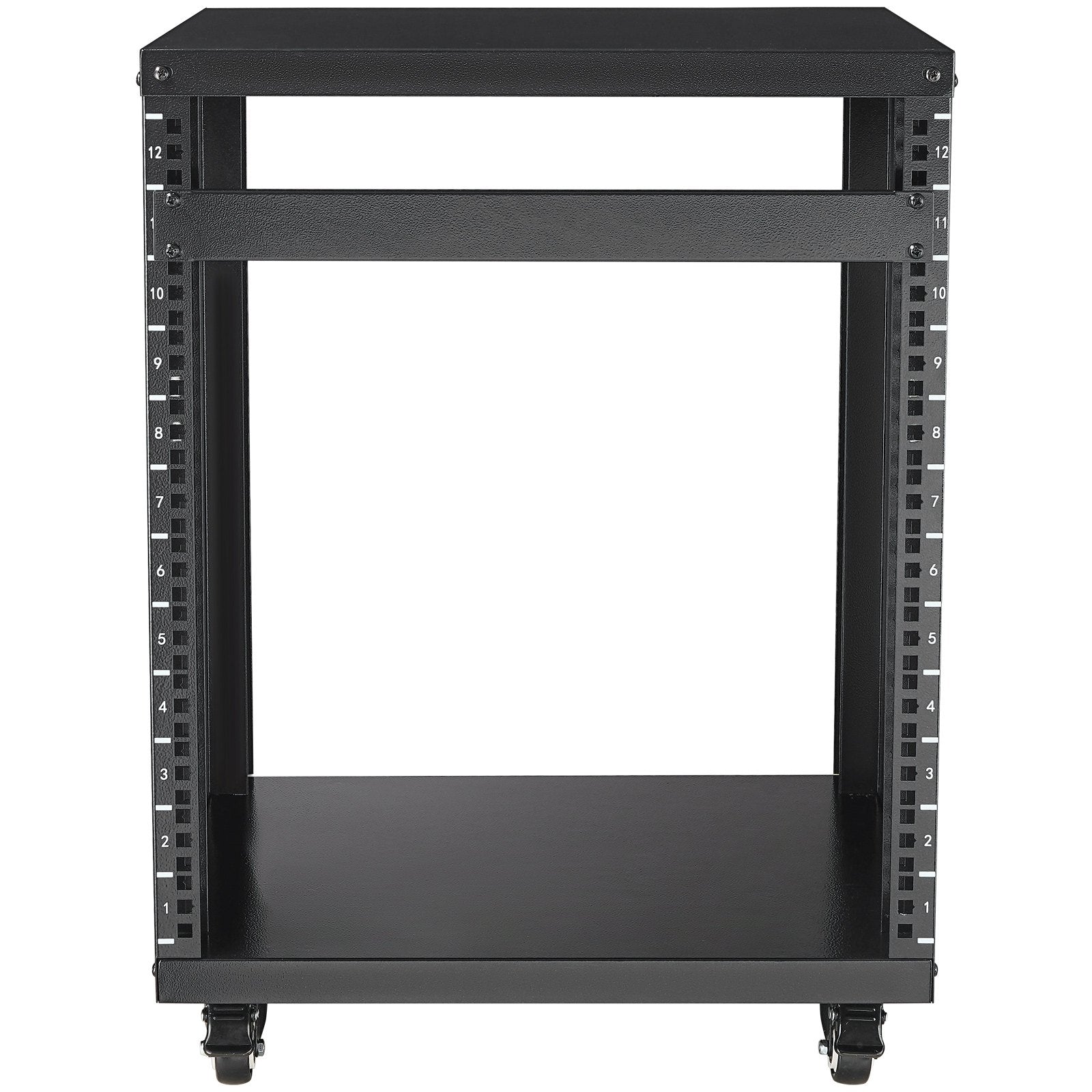 VEVOR 12U AV Rack Stand, 136.08kg Capacity, Network Stereo Recording Studio Rack with Lockable Caster Wheels Round & Square Holes, Special Vent for 482.6 mm Audio Video Musical & IT Equipment Mounting