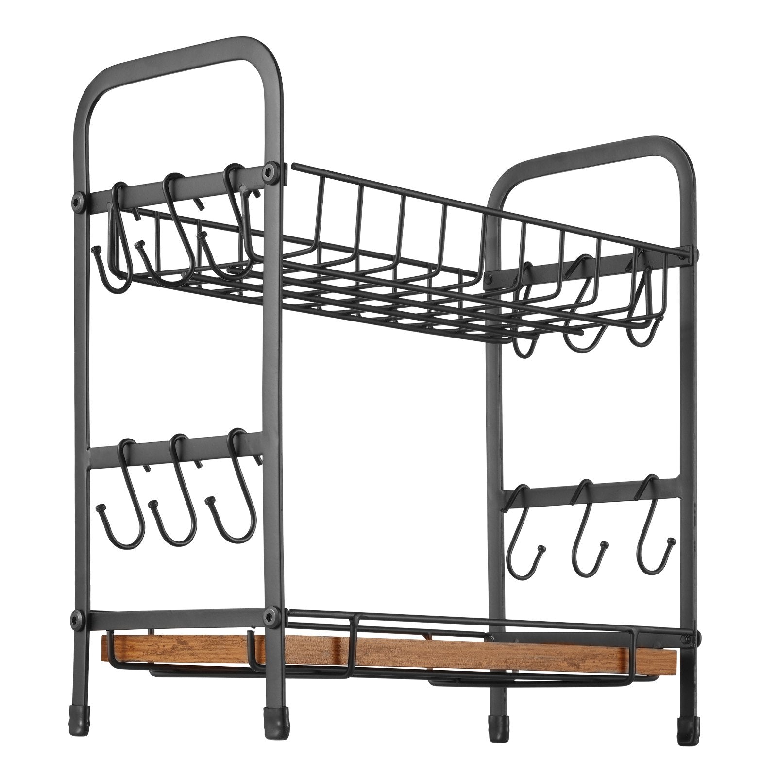 VEVOR 2 Tier Coffee Bar Organizer for Countertop w/ 12 Movable Hooks Mug Holder