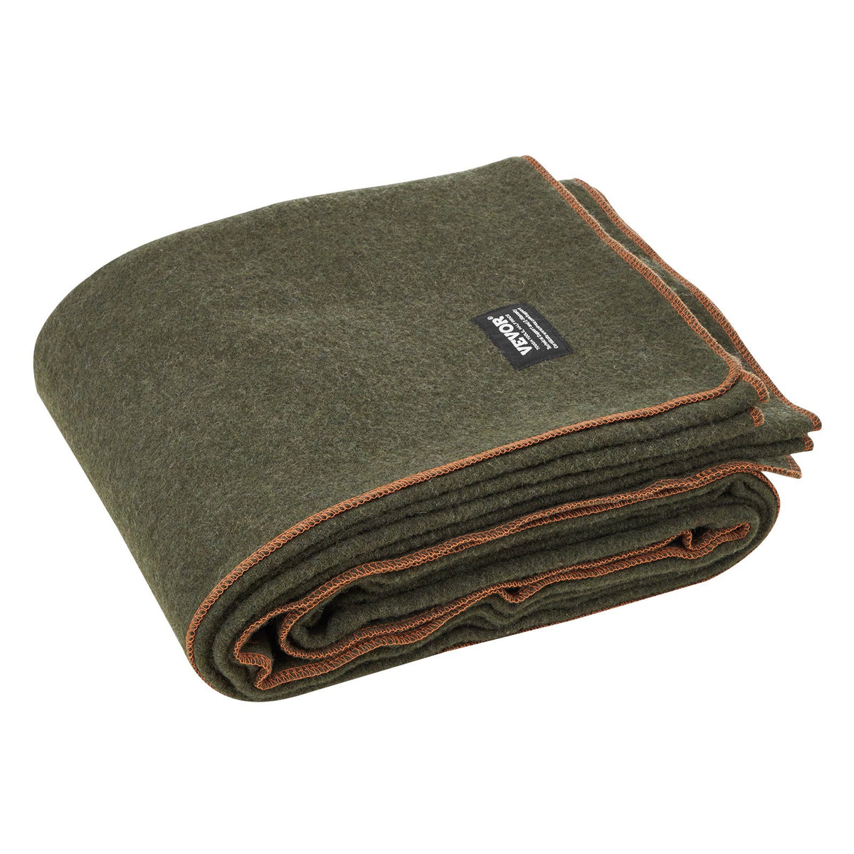 VEVOR Wool Camping Blanket, Large Warm Stadium Blanket, Waterproof & Windproof, Flame Retardant, Great for Outdoors, Picnics, Hiking, Sports Events, Travel, 1.62 m x 2.23 m (80% Wool), Army Green