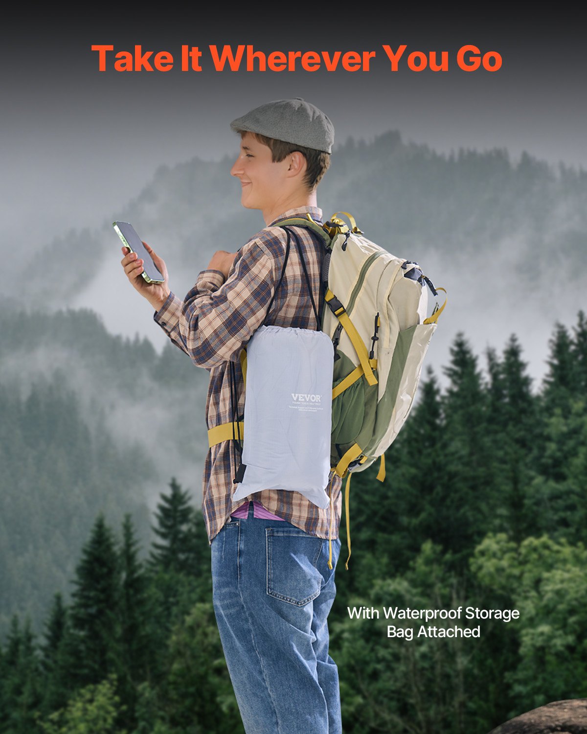 VEVOR Camping Blanket 2 m x 1.5 m Wearable Warm Stadium Blanket Light Grey.