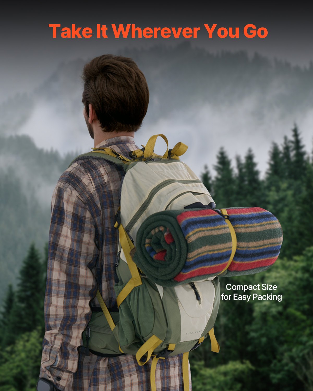 VEVOR Wool Camping Blanket 1.62 m x 2.23 m for Camping Hiking Travel Texture