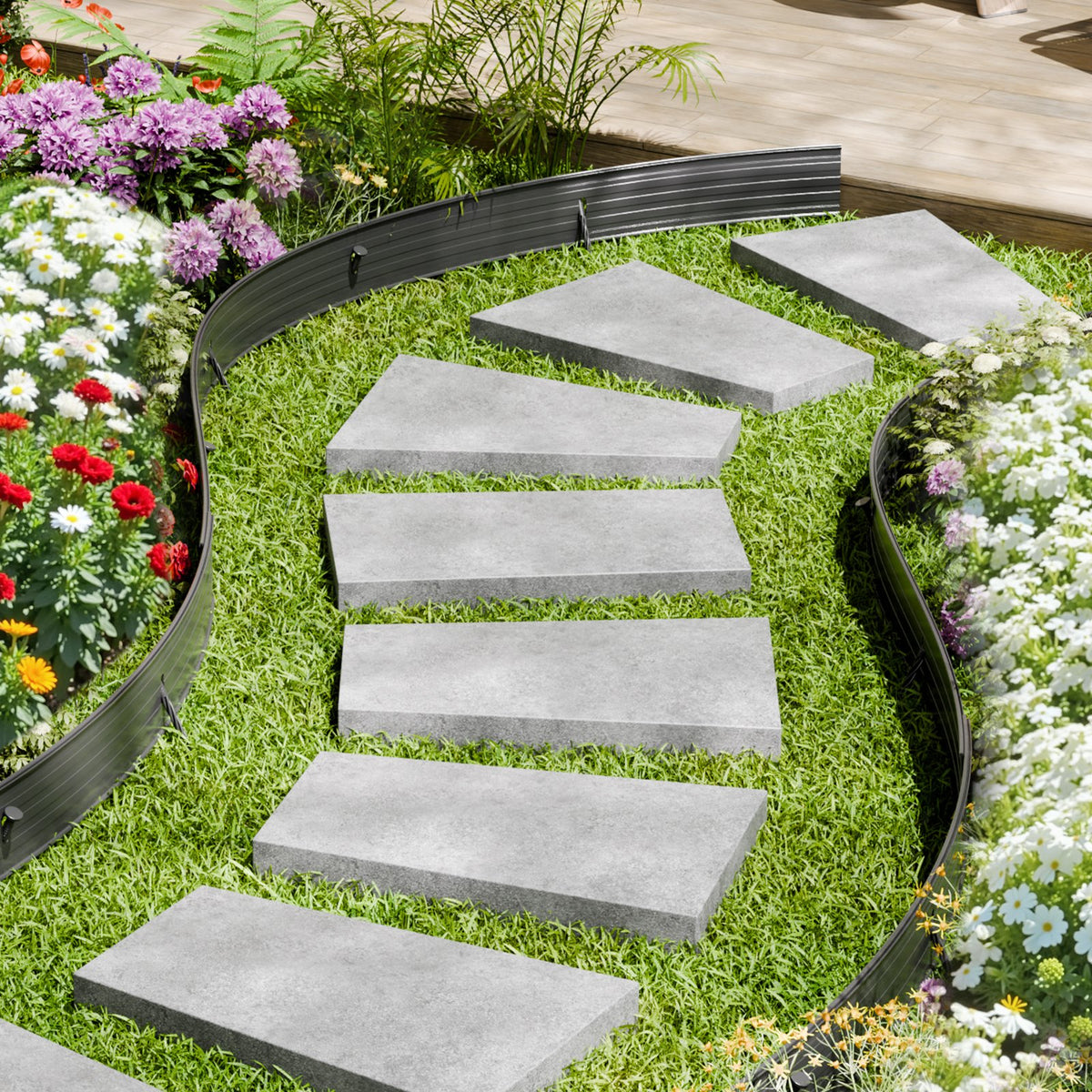 VEVOR Metal Landscape Edging, 8 Packs 72 in Rust-Resistant Aluminum Alloy Landscape Edging, Bendable Garden Edging Border, Heavy Duty Lawn Edging Fence for Flower Bed Yard Pathway