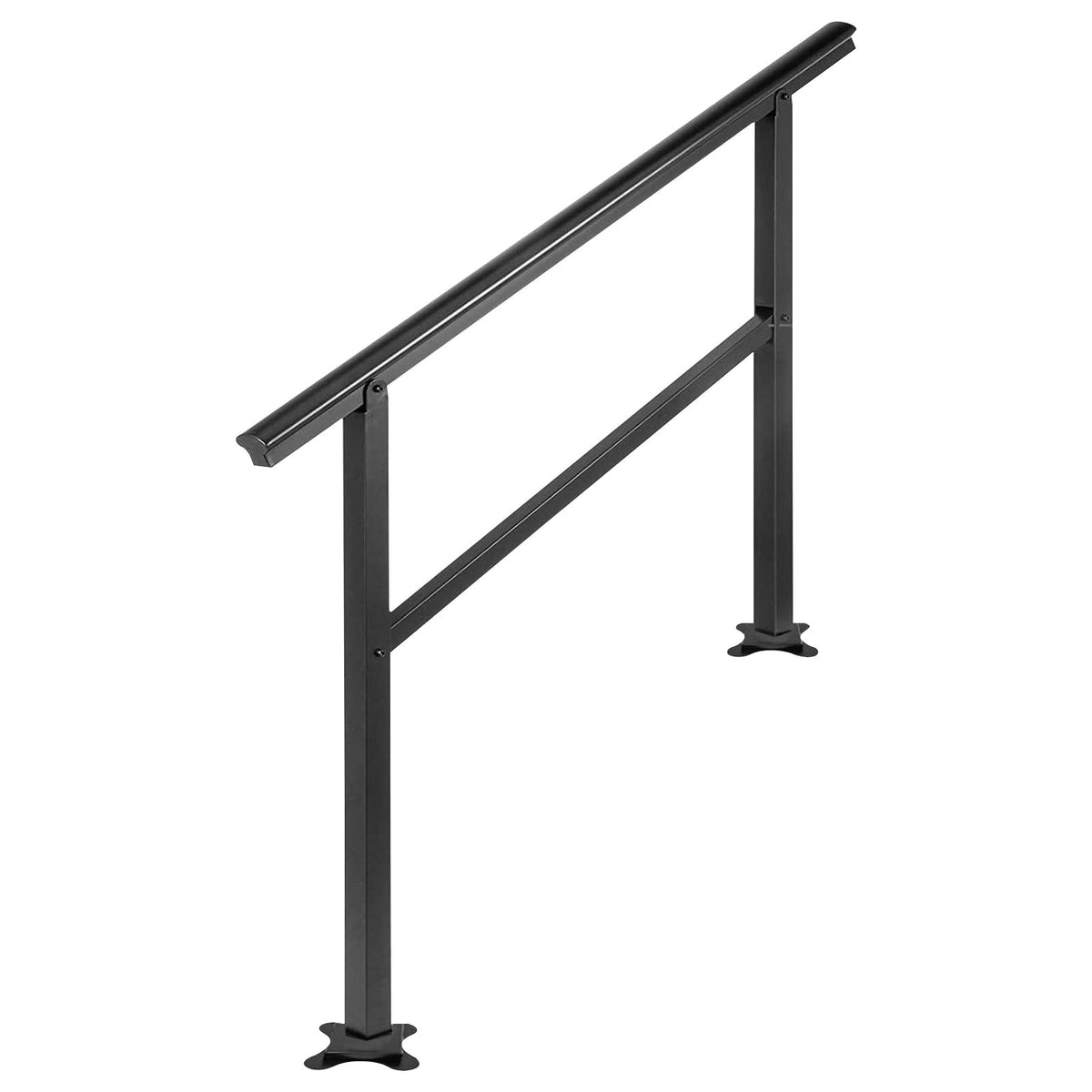 VEVOR Handrail Outdoor Stairs 47.6 X 35.2 Inch Outdoor Handrail Outdoor Stair Railing Adjustable from 0 to 30 Degrees Handrail for Stairs Outdoor Aluminum Black Stair Railing Fit 3-4 Steps