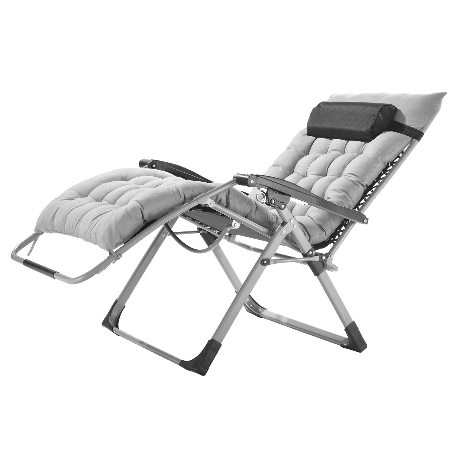 VEVOR Zero Gravity Chair, 33 inch Zero Gravity Recliner Lounge Chair for Indoor and Outdoor, Adjustable Anti Gravity Chair with Cushion, Headrest, Footrest, and Cupholder, 500 lbs, Gray