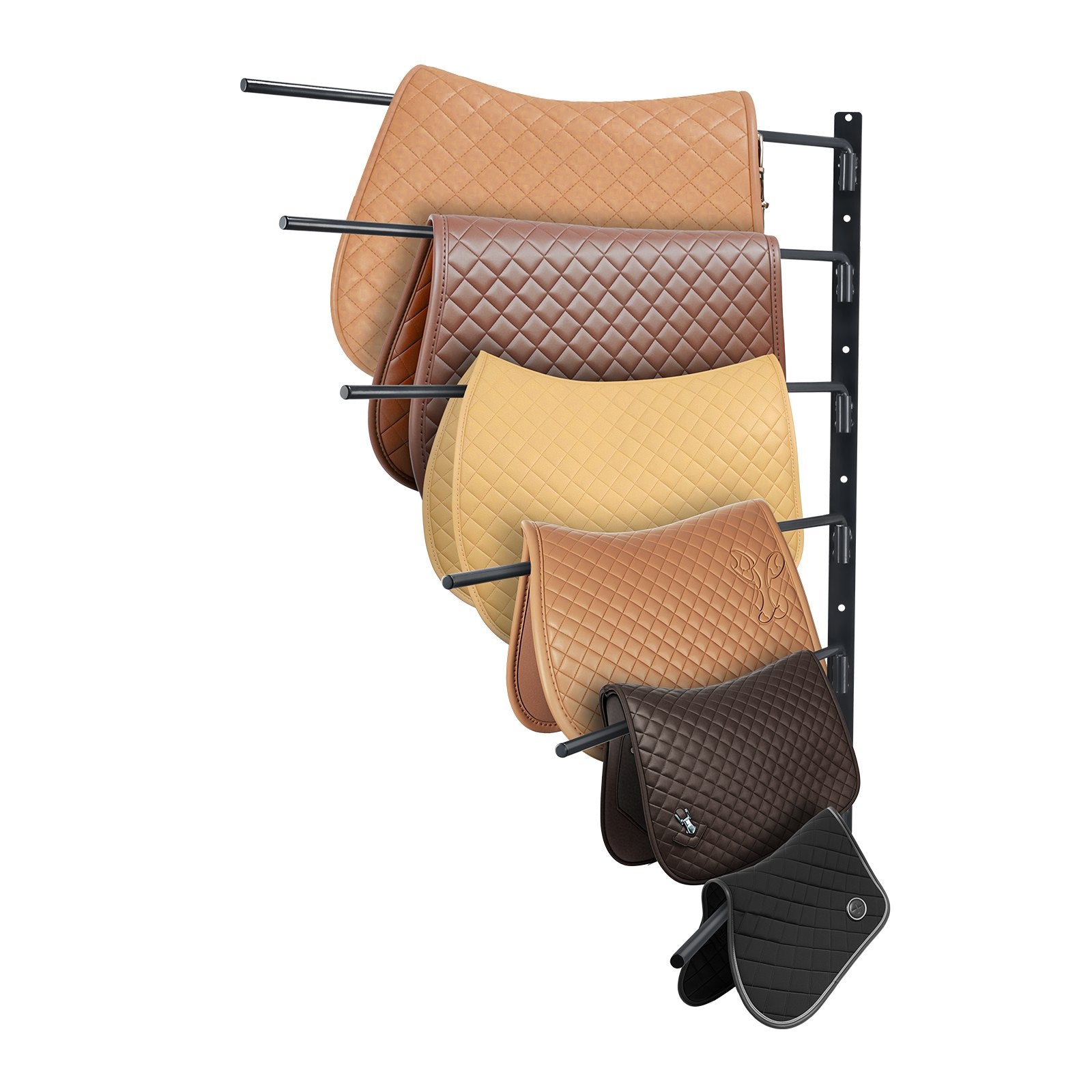 VEVOR Wall Mounted Saddle Rack, 30.9 x 29.9 x 5.5 in, Swing Out Saddle Holder, Six Tiers Horse Saddle Stand, Space Saving Horse Pad and Blanket Rack for Tack Room Organization Trailer Accessories