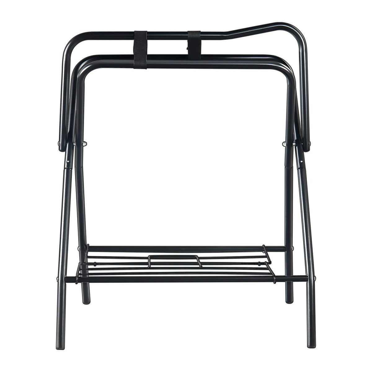 Folding Saddle Rack, 28 x 19 x 37.5 in, Freestanding Horse Saddle Stand, Portable Horse Blanket Holder, Heavy Duty Steel Saddle Rack for English & Western Saddles, Tack Storage, Black