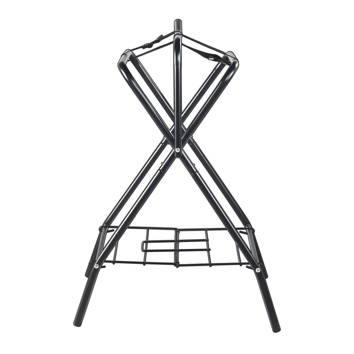 Folding Saddle Rack, 28 x 19 x 37.5 in, Freestanding Horse Saddle Stand, Portable Horse Blanket Holder, Heavy Duty Steel Saddle Rack for English & Western Saddles, Tack Storage, Black