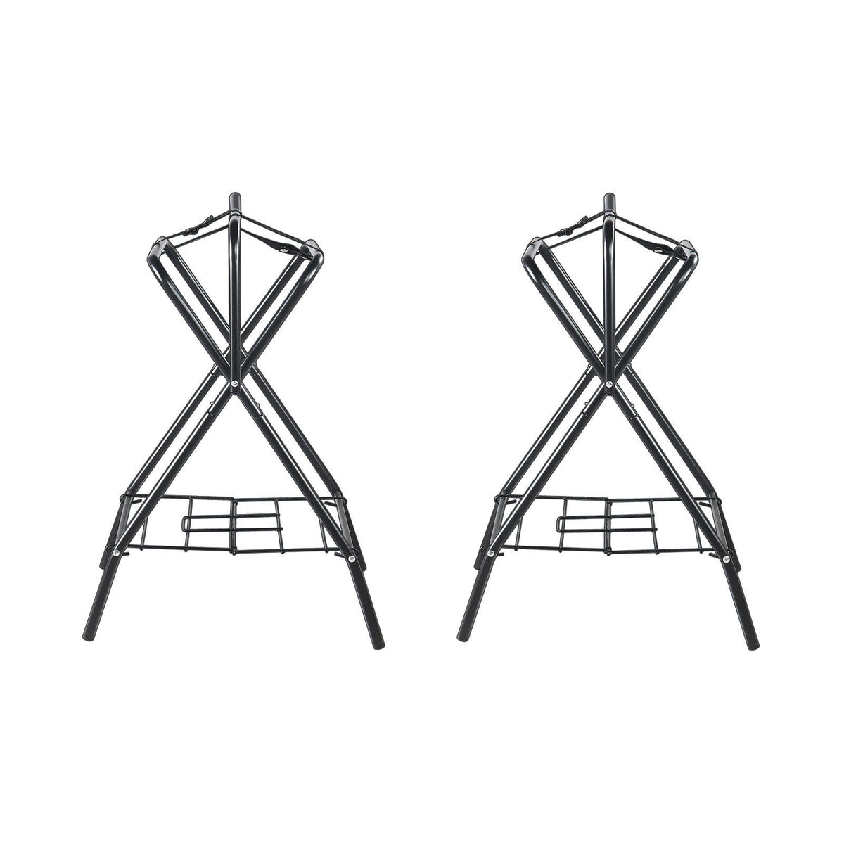 Folding Saddle Rack, 28 x 19 x 37.5 in, 2 Packs Freestanding Horse Saddle Stand, Portable Horse Blanket Holder, Heavy Duty Steel Saddle Rack for English & Western Saddles, Tack Storage, Black