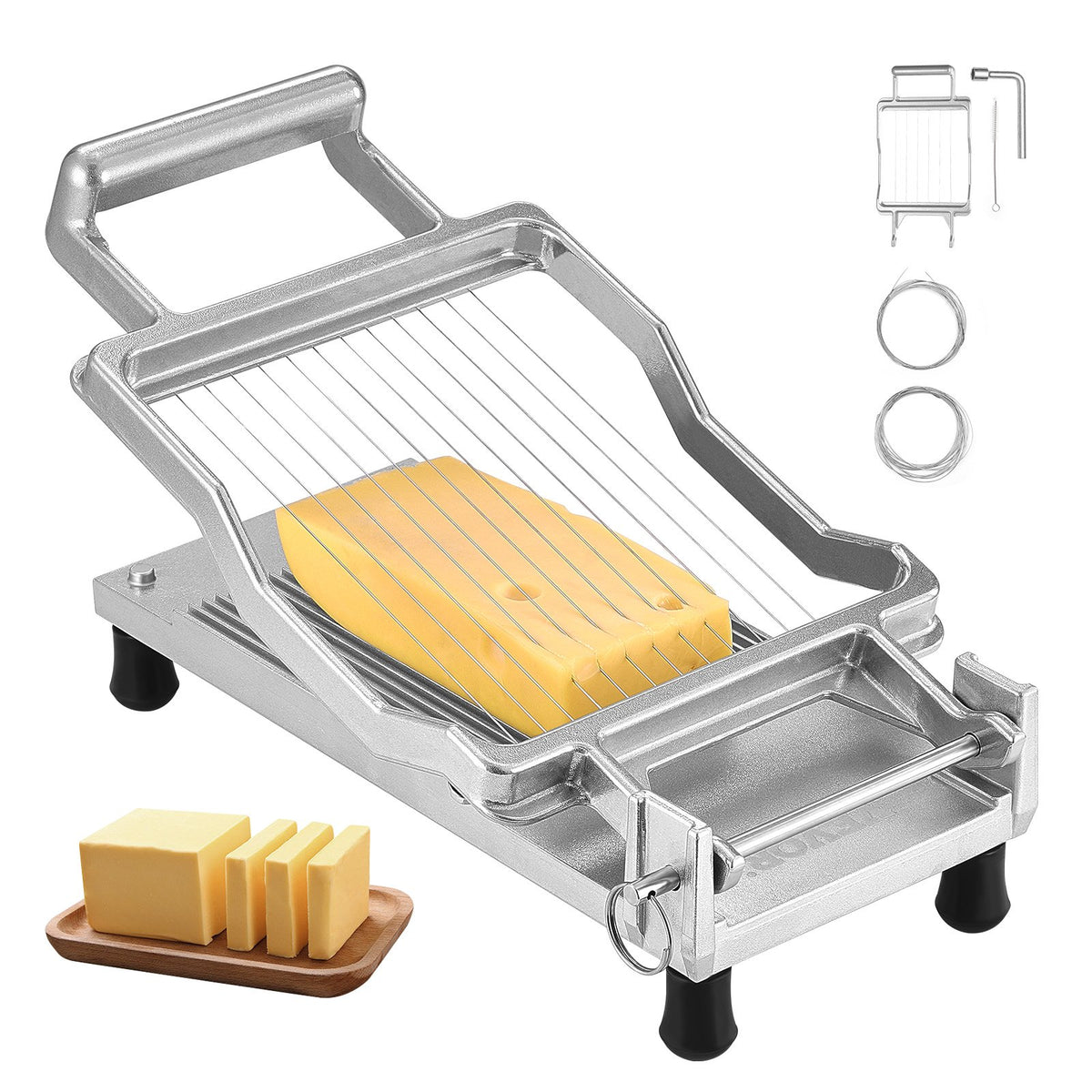 VEVOR Cheese Cutter with Wire Cheeser Butter Cutting 0.39" &amp; 0.78" Cheese Slicer
