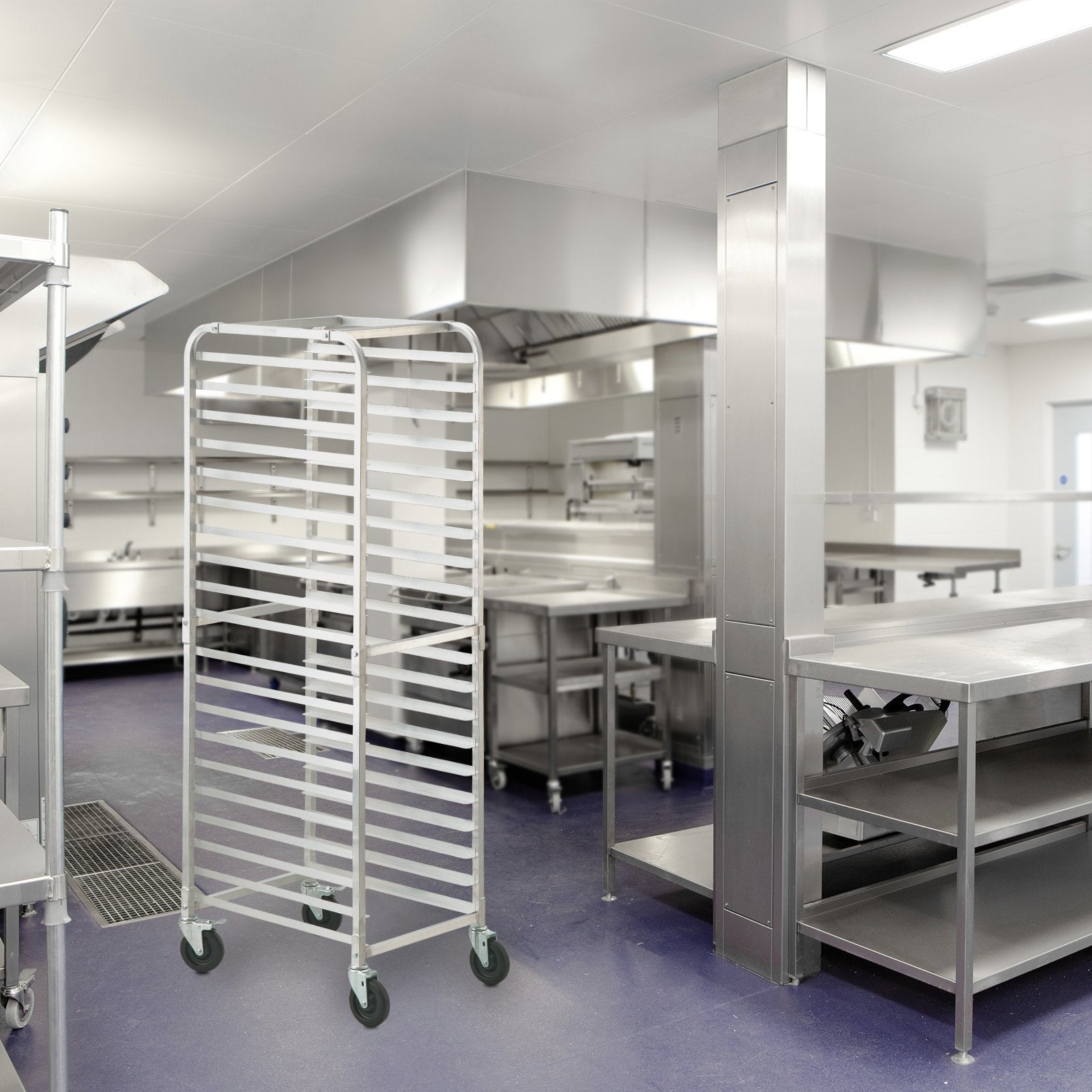 VEVOR Bun Pan Rack, 20-Tier Commercial Bakery Racks with Brake Wheels, Aluminum Racking Trolley Storage for Half & Full Sheet, Speed Rack For Kitchen Home, Bread Baking Equipment, 660x517x1767 mm