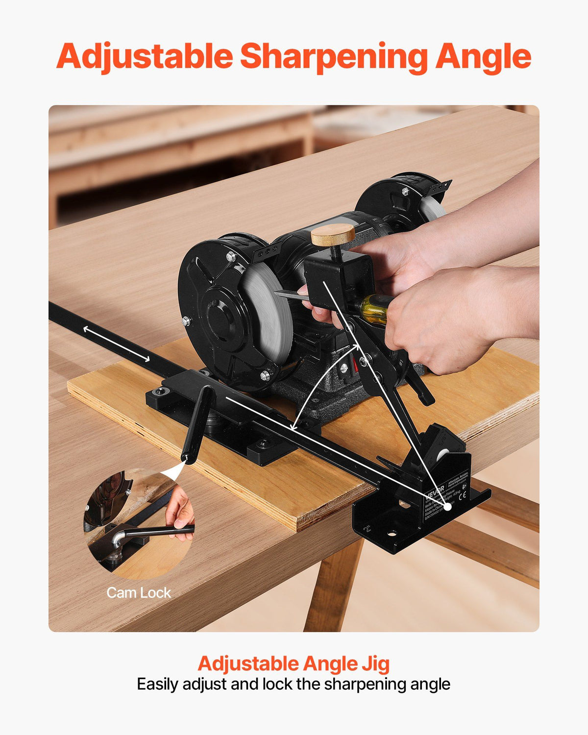 Pro Grind Sharpening System, Multi-Grind Sharpening Jig for 152mm & 203mm Bench Grinder - with Platform Jig, Tool Rest Bar, Setup Block, Miter Slide, Micro Bevel Block, for Woodturning Tools