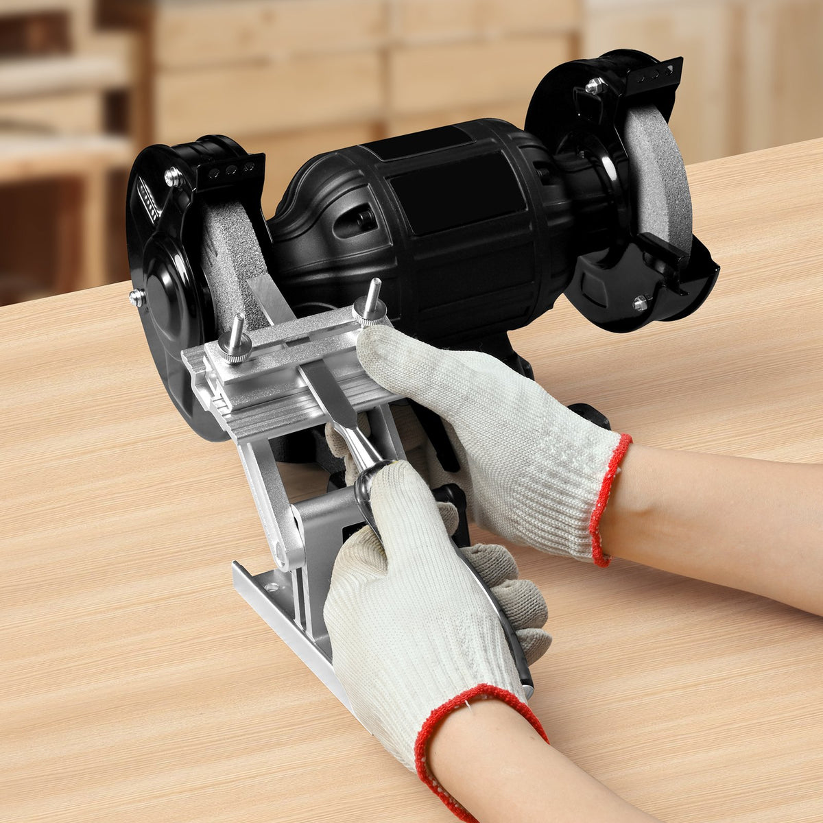 VEVOR Sharpening Tool Rest Jig, Adjustable Replacement Tool Rest Sharpening Jig for 6" or 8" (152 mm or 203 mm) Bench Grinders – with Flat Miter Slide for 0–2.5 inch (0–64 mm) Wide Blades and Chisels