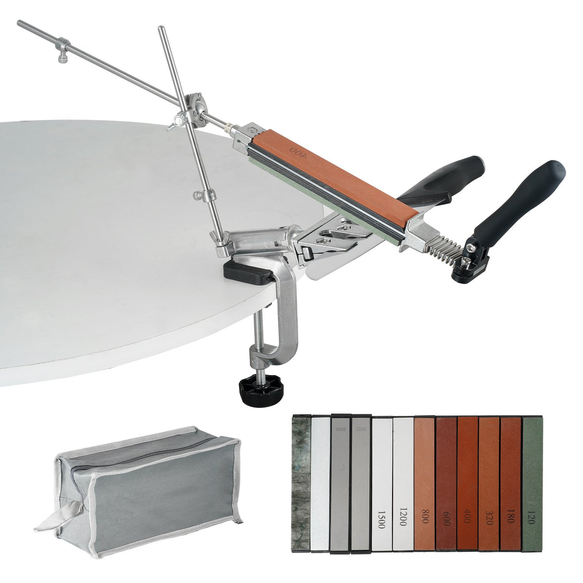 VEVOR Knife Sharpener Kit, Rotation Flip Fixed Angle Knife Sharpening System with 12 Whetstones 120-10000 Grit, Professional Kitchen Chef Knife Sharpening Kit for All Knives and Scissors