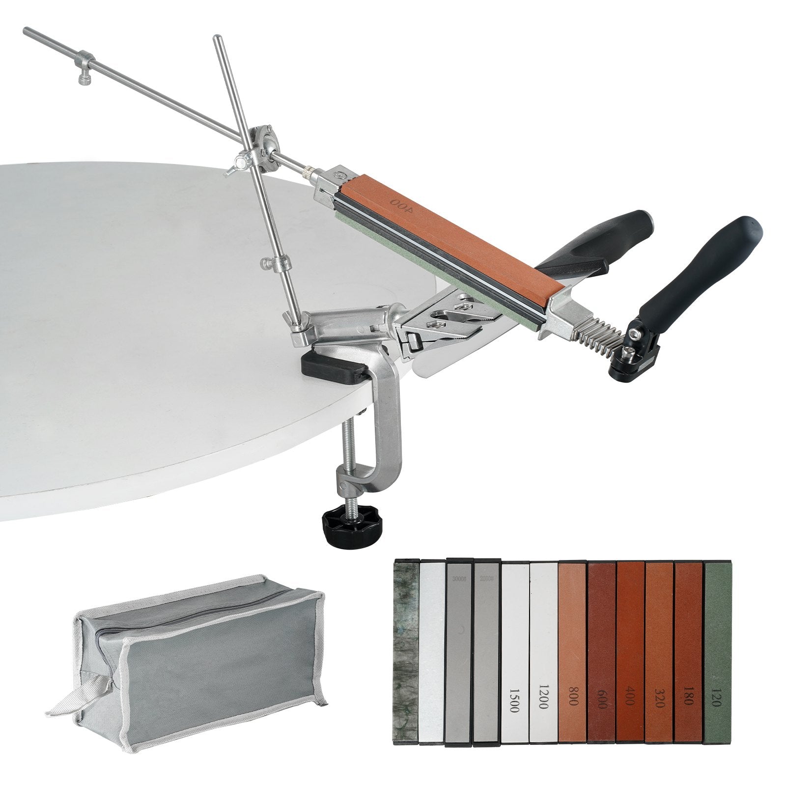 VEVOR Knife Sharpener Kit, Rotation Flip Fixed Angle Knife Sharpening System with 12 Whetstones 120-10000 Grit, Professional Kitchen Chef Knife Sharpening Kit for All Knives and Scissors