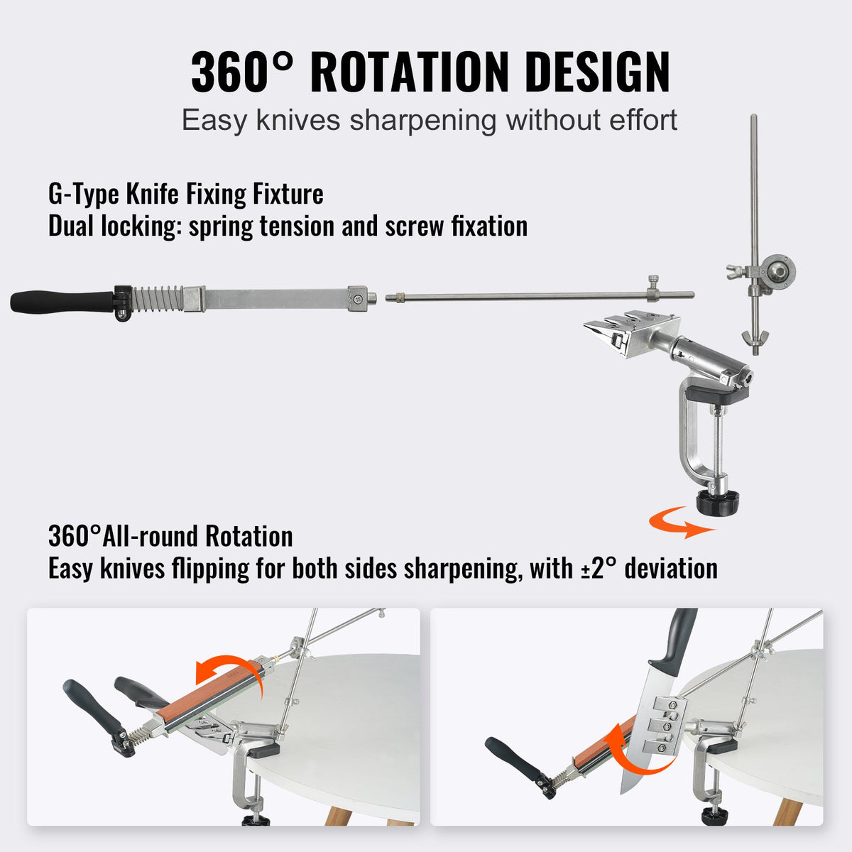 VEVOR Knife Sharpener Kit, Rotation Flip Fixed Angle Knife Sharpening System with 12 Whetstones 120-10000 Grit, Professional Kitchen Chef Knife Sharpening Kit for All Knives and Scissors