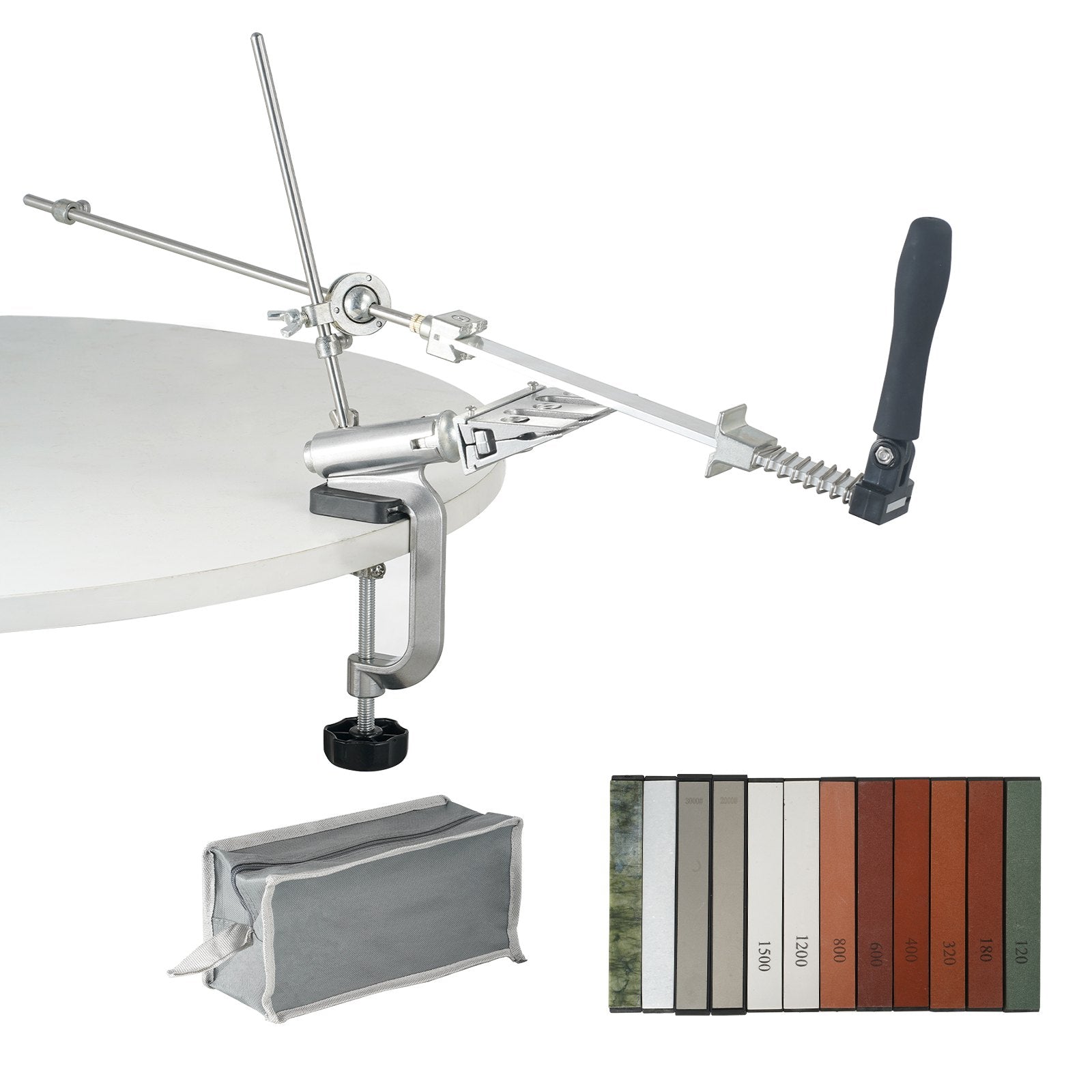 VEVOR Knife Sharpener Kit, Rotation Flip Fixed Angle Knife Sharpening System with 12 Whetstones 120-10000 Grit, Professional Kitchen Chef Knife Sharpening Kit for All Knives and Scissors