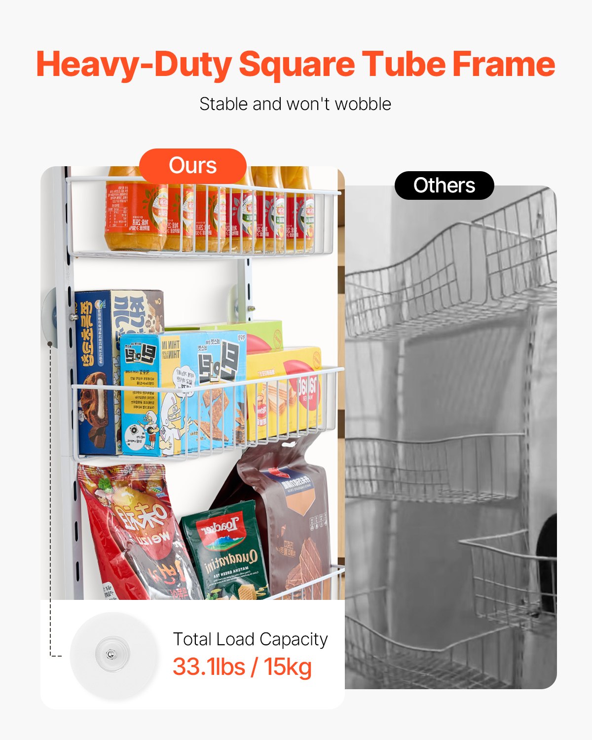 VEVOR 10-Tier Over the Door Pantry Organizer Hanging Storage Rack Adjustable