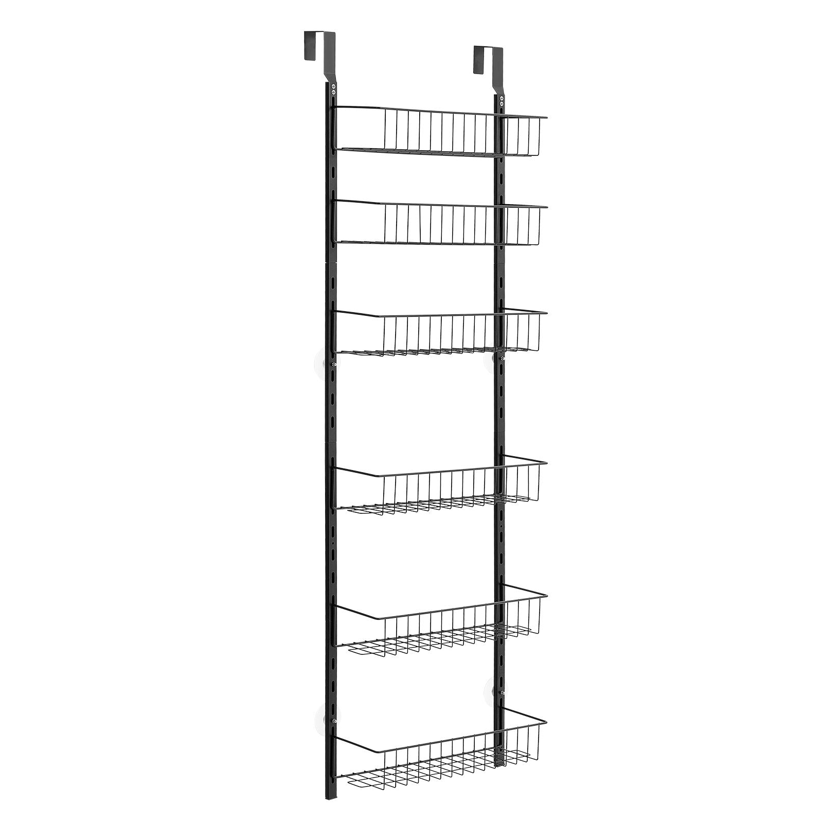 VEVOR Over the Door Pantry Organizer, 6-Tier Pantry Organization and Storage, Heavy-Duty Steel Hanging Spice Rack, Adjustable Wall Seasoning Shelves, for Home Kitchen Laundry Room Bathroom, Black