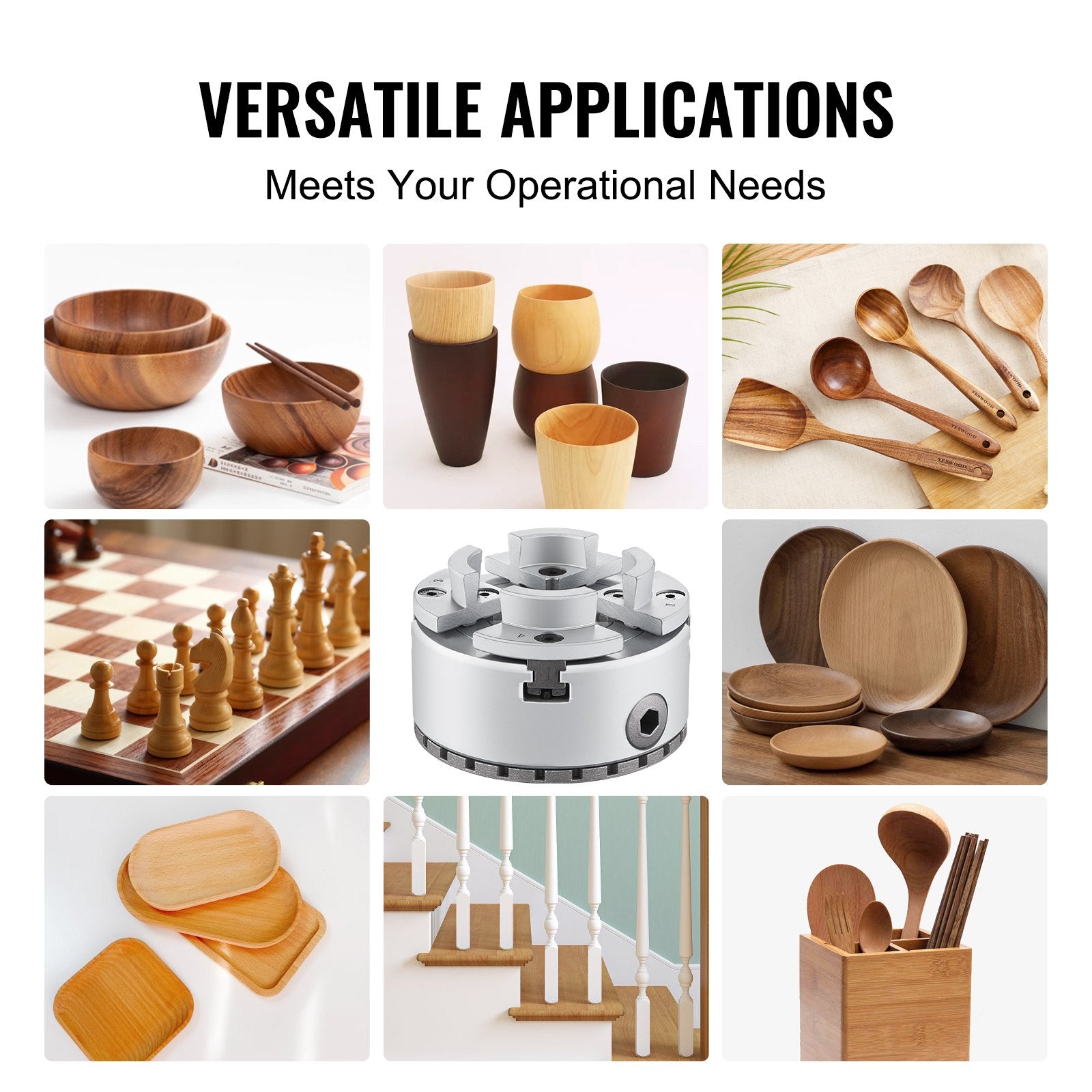 VEVOR KP96 Lathe Chuck, 4-Jaw 96 mm Diameter, Metal Lathe Chuck Turning Machine Accessories, Self-centering Tool, for Lathe, Precision Machining, Grinding Machines, Milling Machines