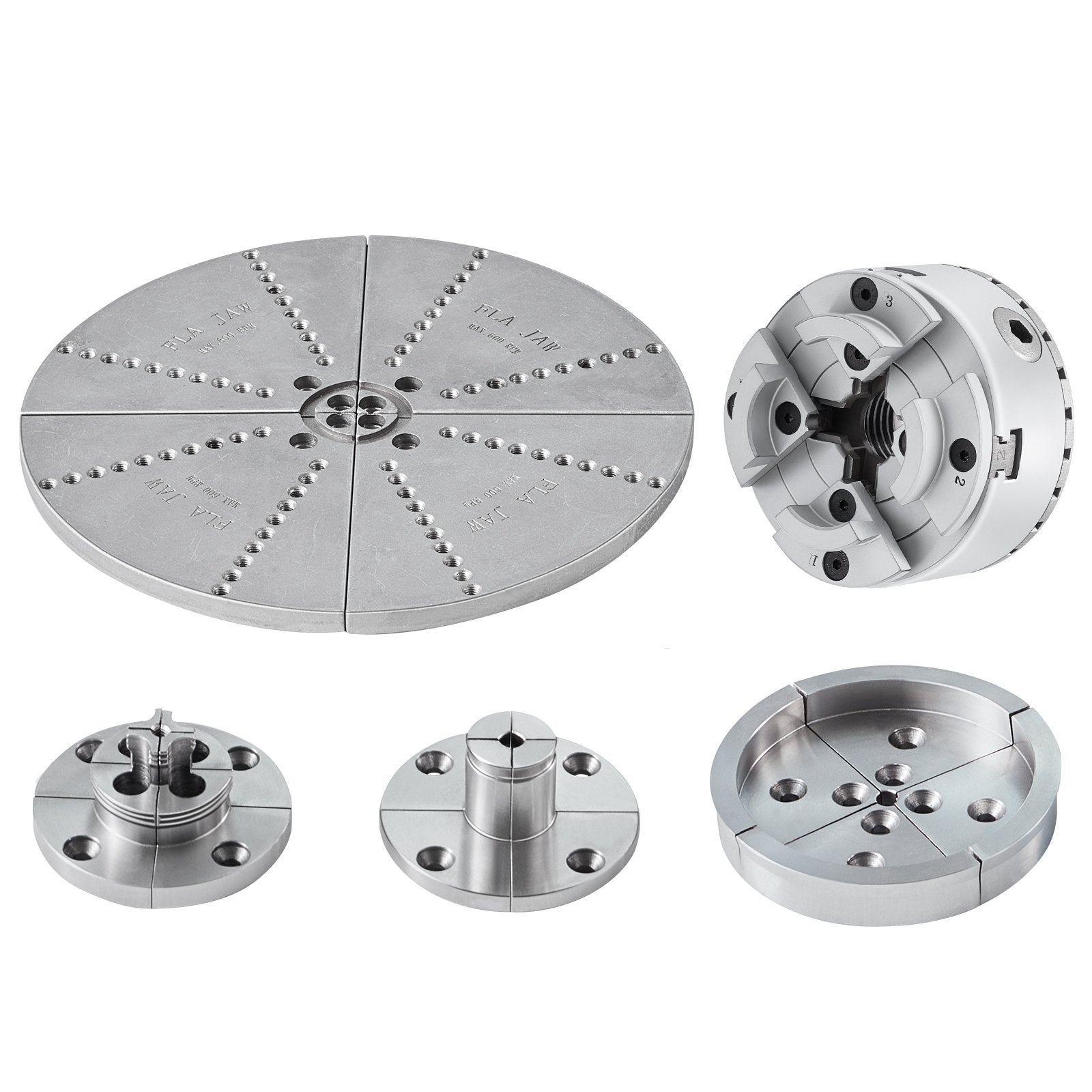 VEVOR KP965 Lathe Chuck, 4-Jaw 96 mm Diameter, Metal Lathe Chuck Turning Machine Accessories with 5 Sets of Jaws, Self-centering Tool, for Precision Machining, Grinding Machines, Milling Machines