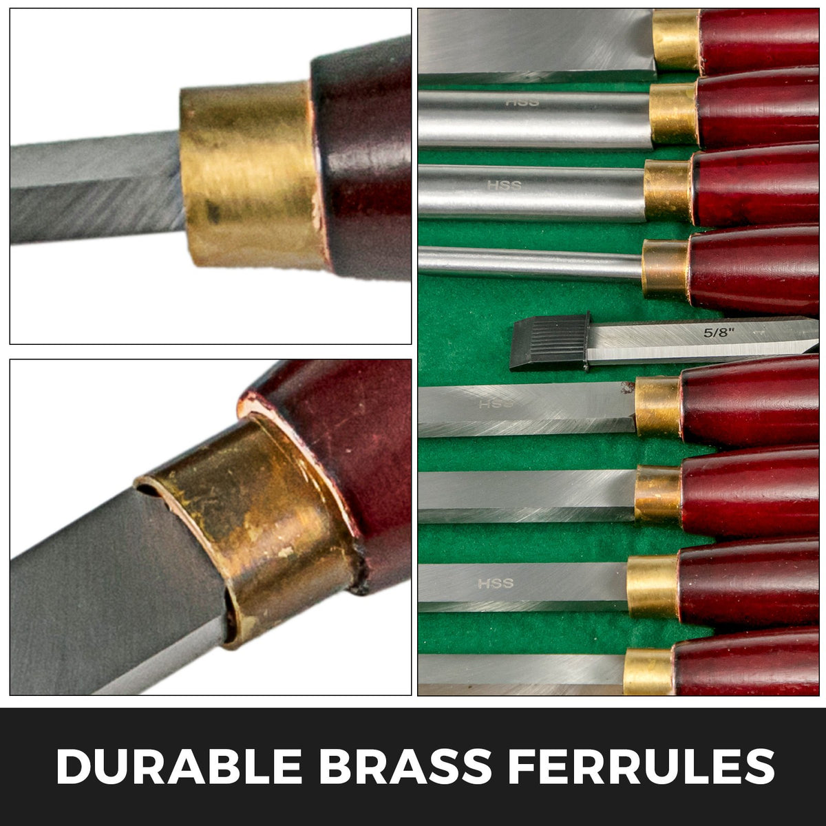 VEVOR Woodworking Lathe Chisel Set 8 Piece Set Lathe Chisel HSS Steel Blades Wood Turning Tools Wooden Case for Storage for Wood Carving Root Carving Furniture Carving Lathes Red