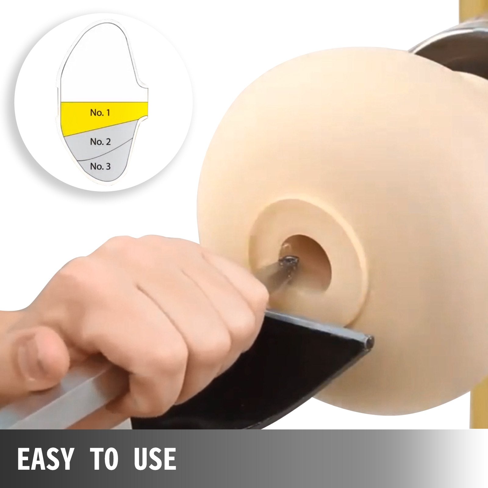 VEVOR Wood Turning Tools for Lathe 4 PCS Set, Carbide Lathe Tools with Diamond Shape, Round, Square Cutters, Turning Lathe Chisels with Comfortable Grip Handles Lathe Tools for Craft DIY Hobbyists