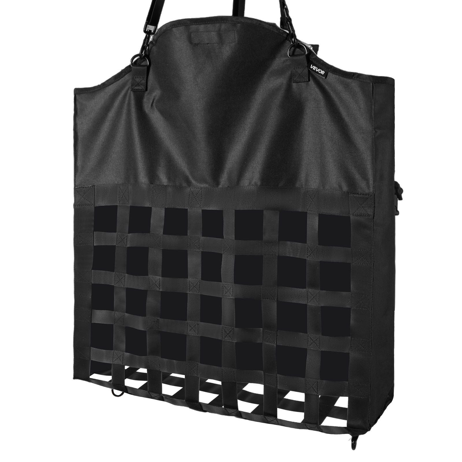 Hay Bag for Horses, 55 x 18.5 x 64 cm, 46 x 46 mm Holes, Premium Nylon Construction with PVC Waterproof Coating, Adjustable Hanging Straps and Metal Hooks, Slow Feed Hay Bag for Horses